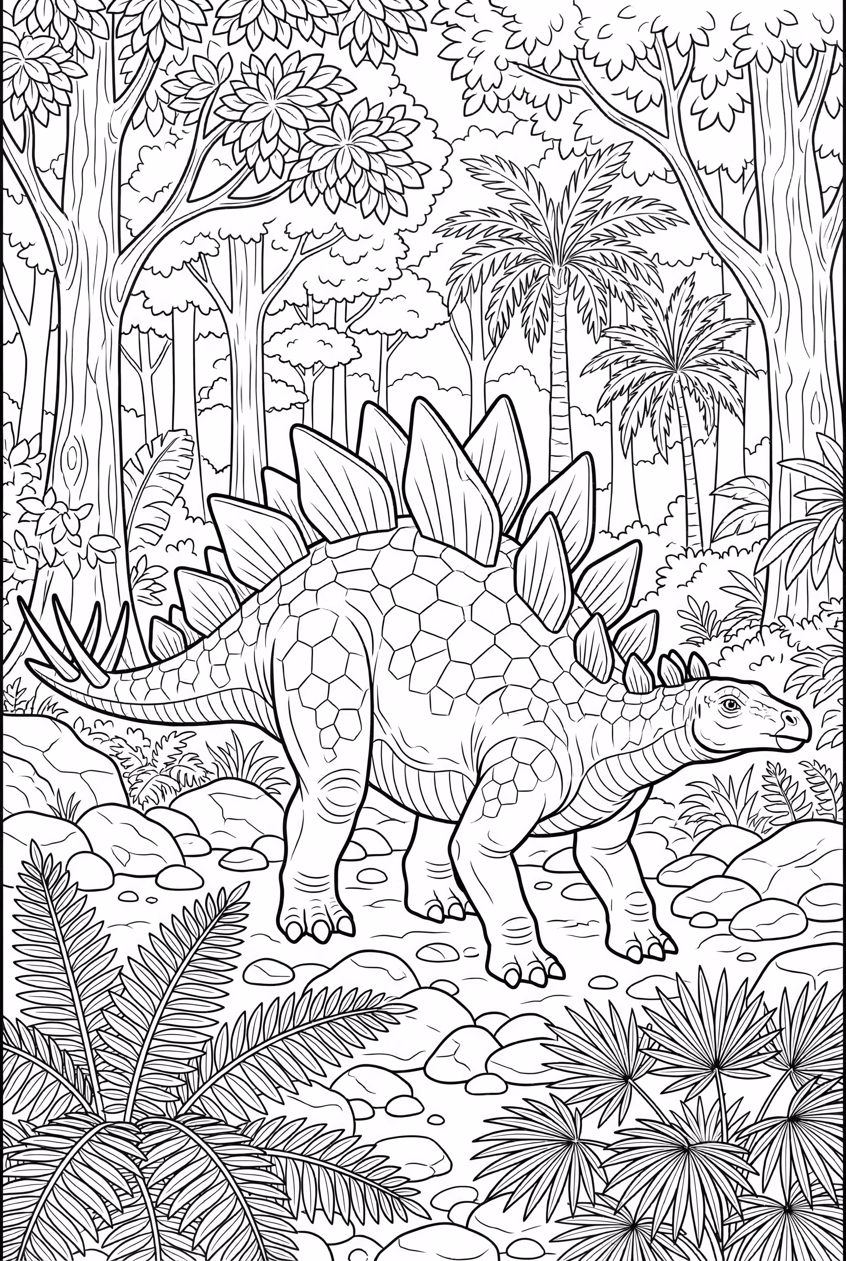 Realistic Stegosaurus In Its Habitat