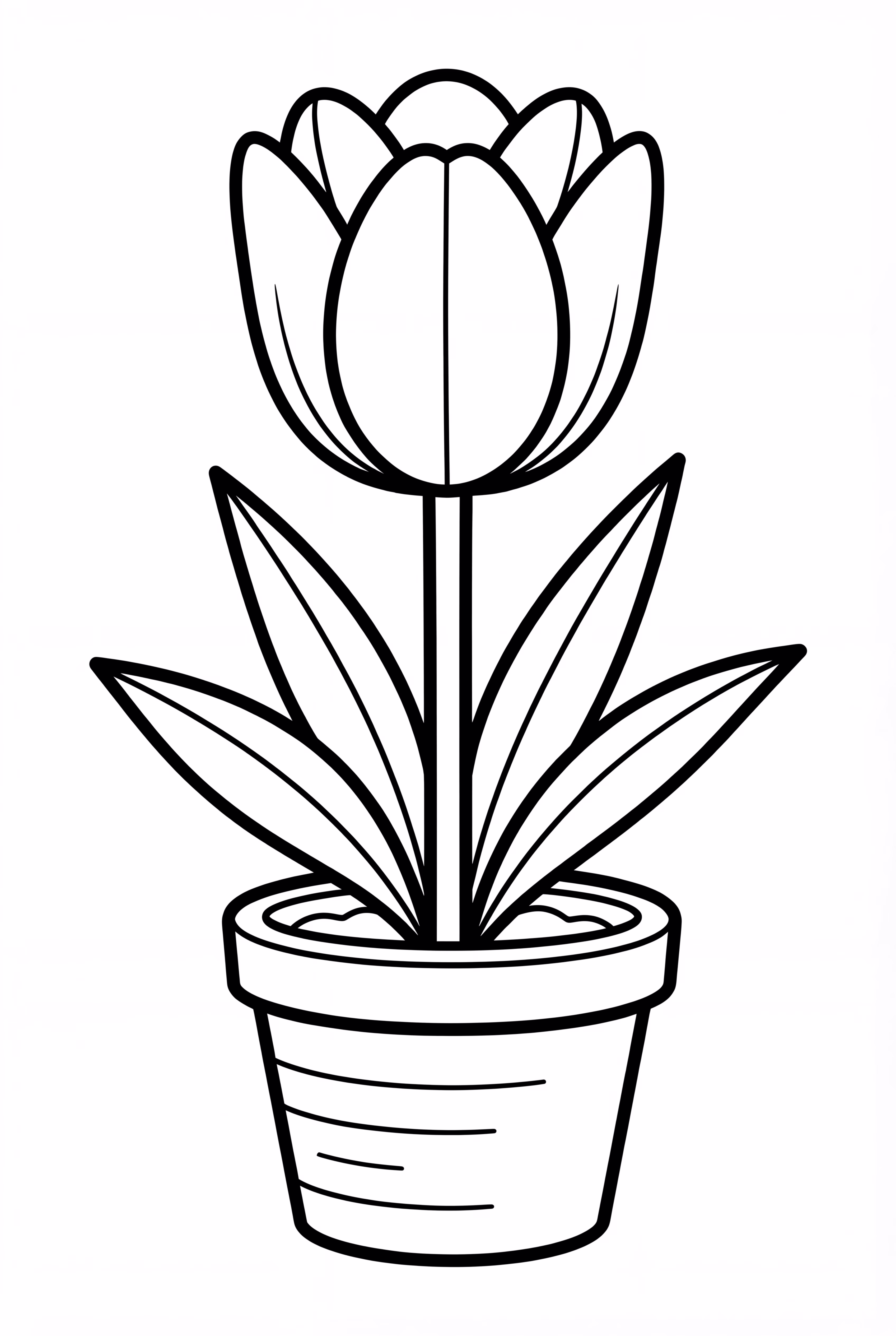 Realistic Tulip in a Rustic Pot
