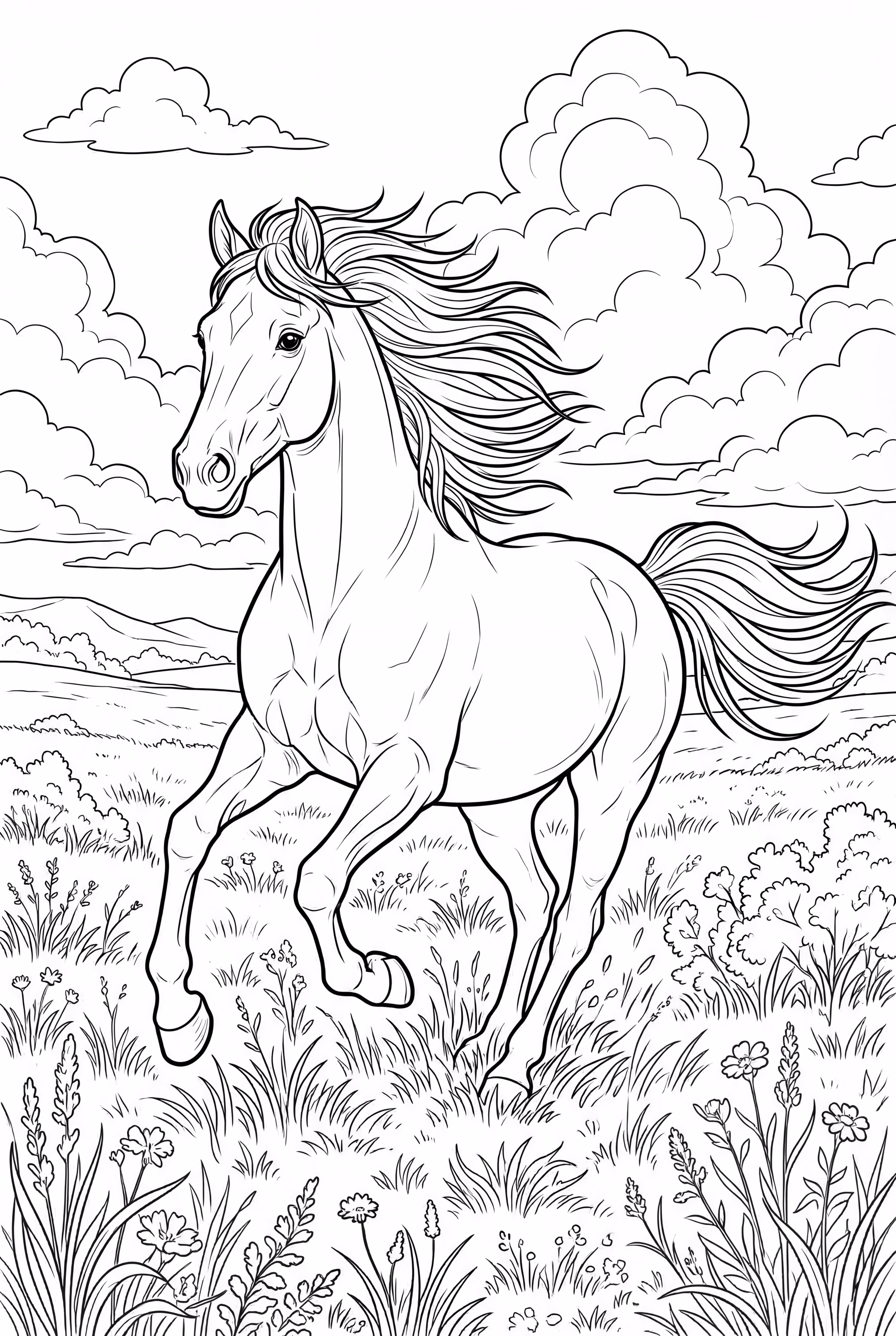 Realistic Wild Horse Running Free