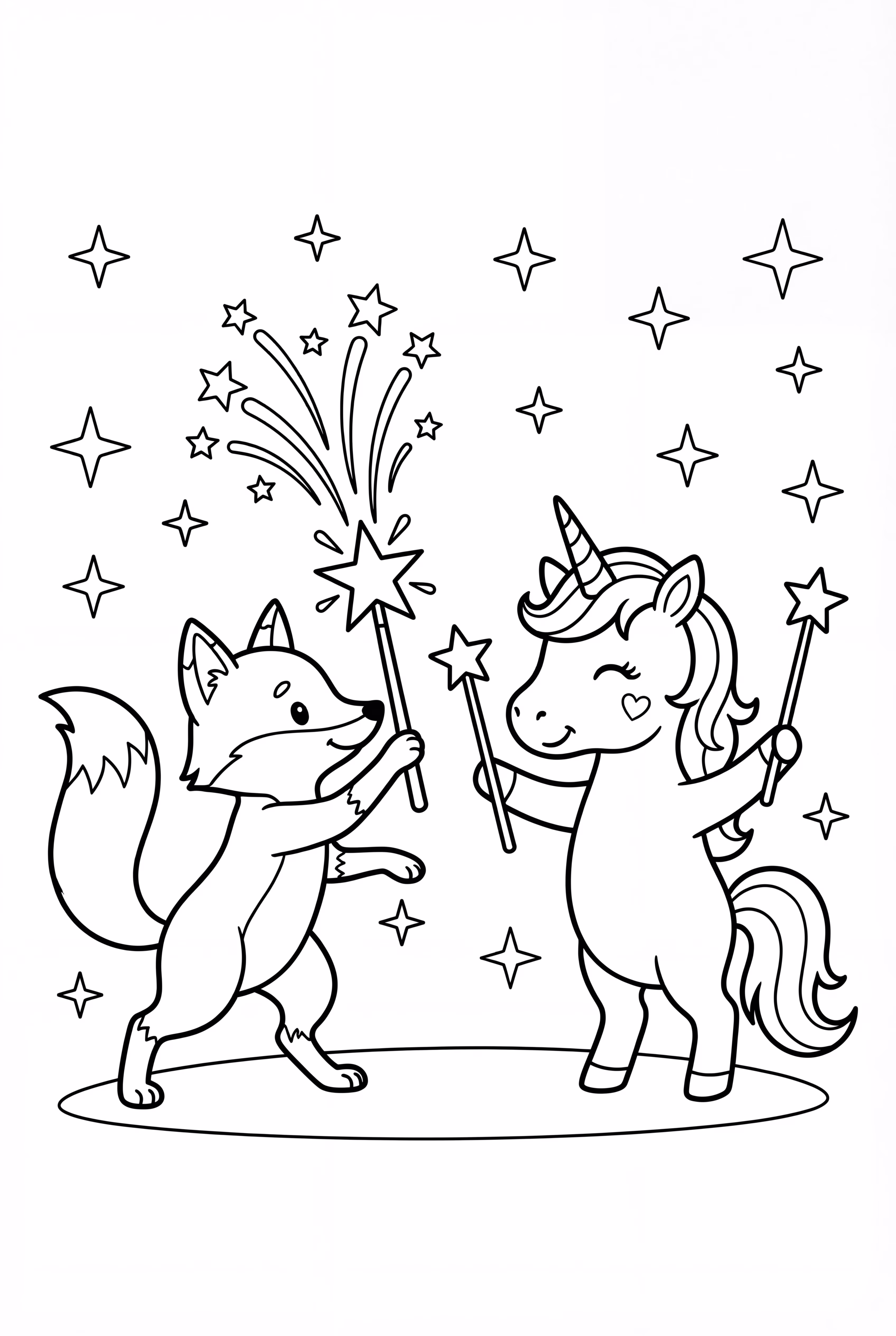 Red Fox and Unicorn's Magical Duel