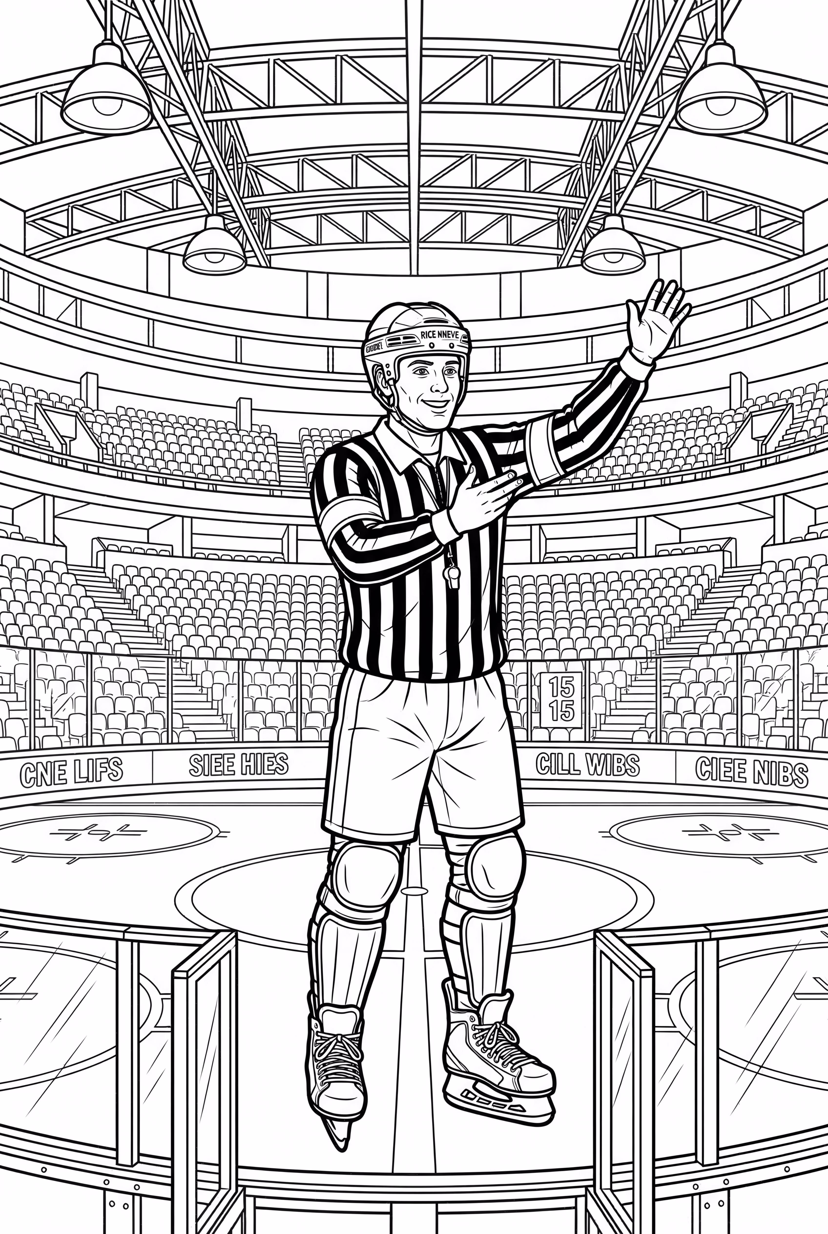 Referee Blowing Whistle In Hockey Game