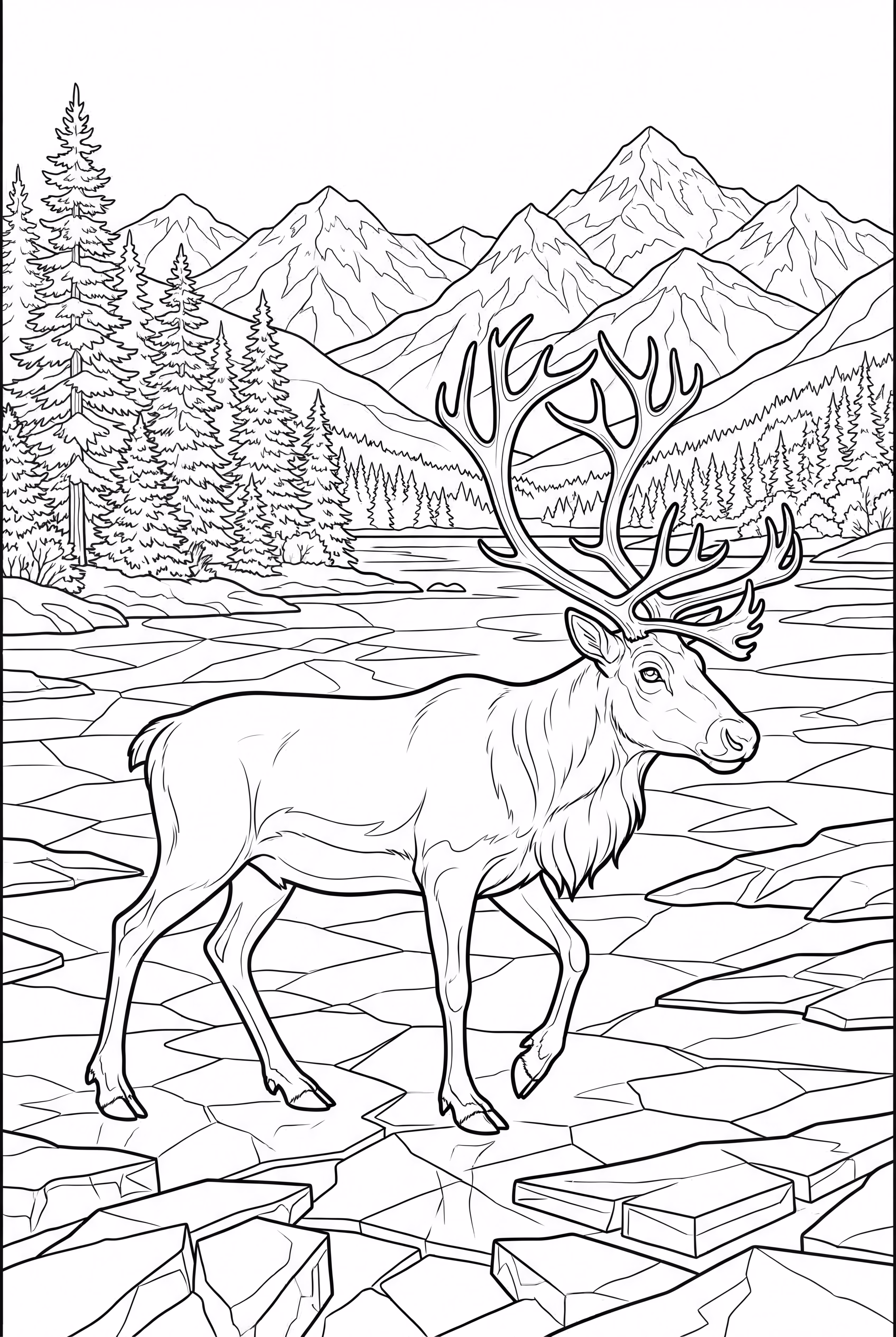 caribou traversant un lac gelé-2