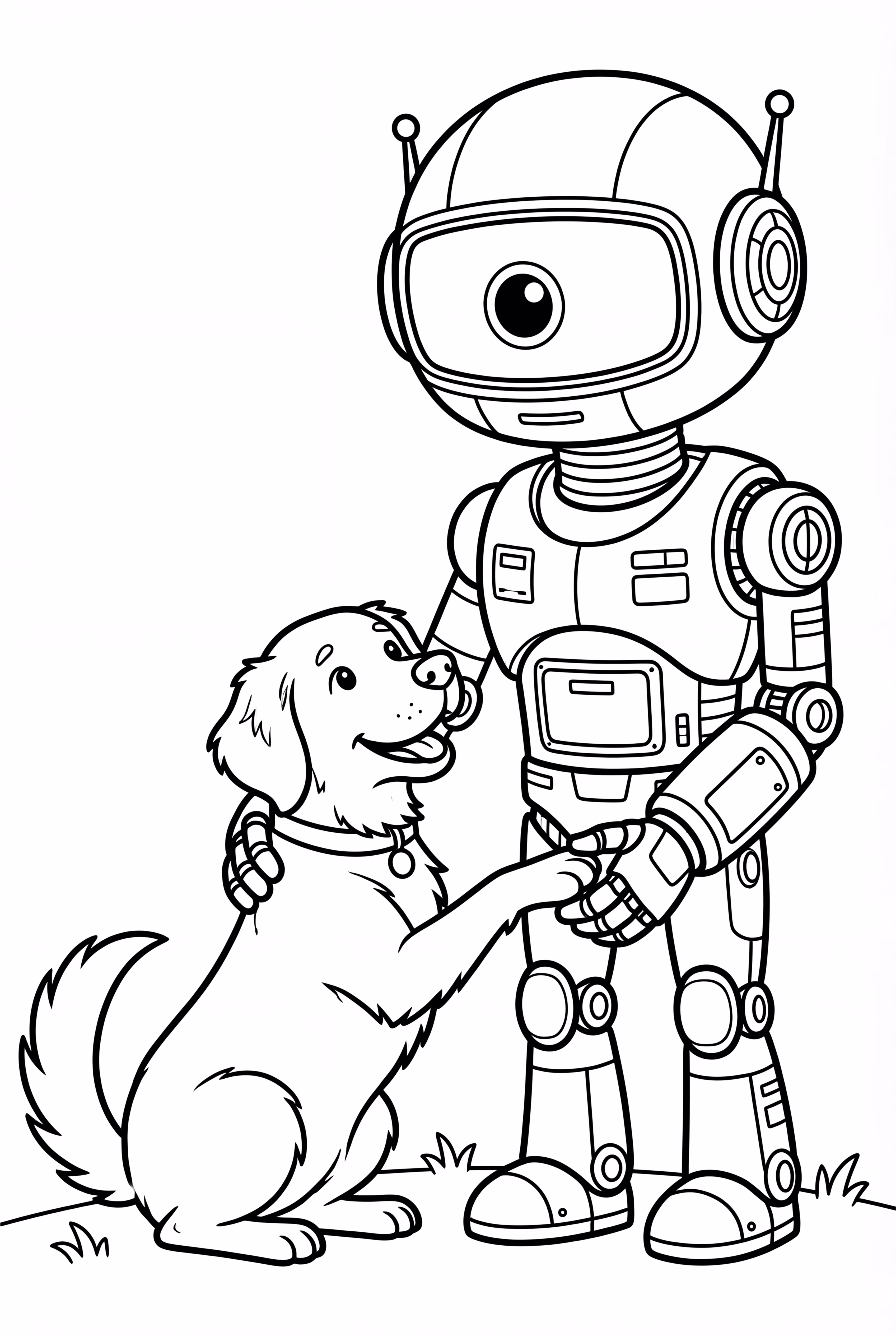 Robot jugando con un perro