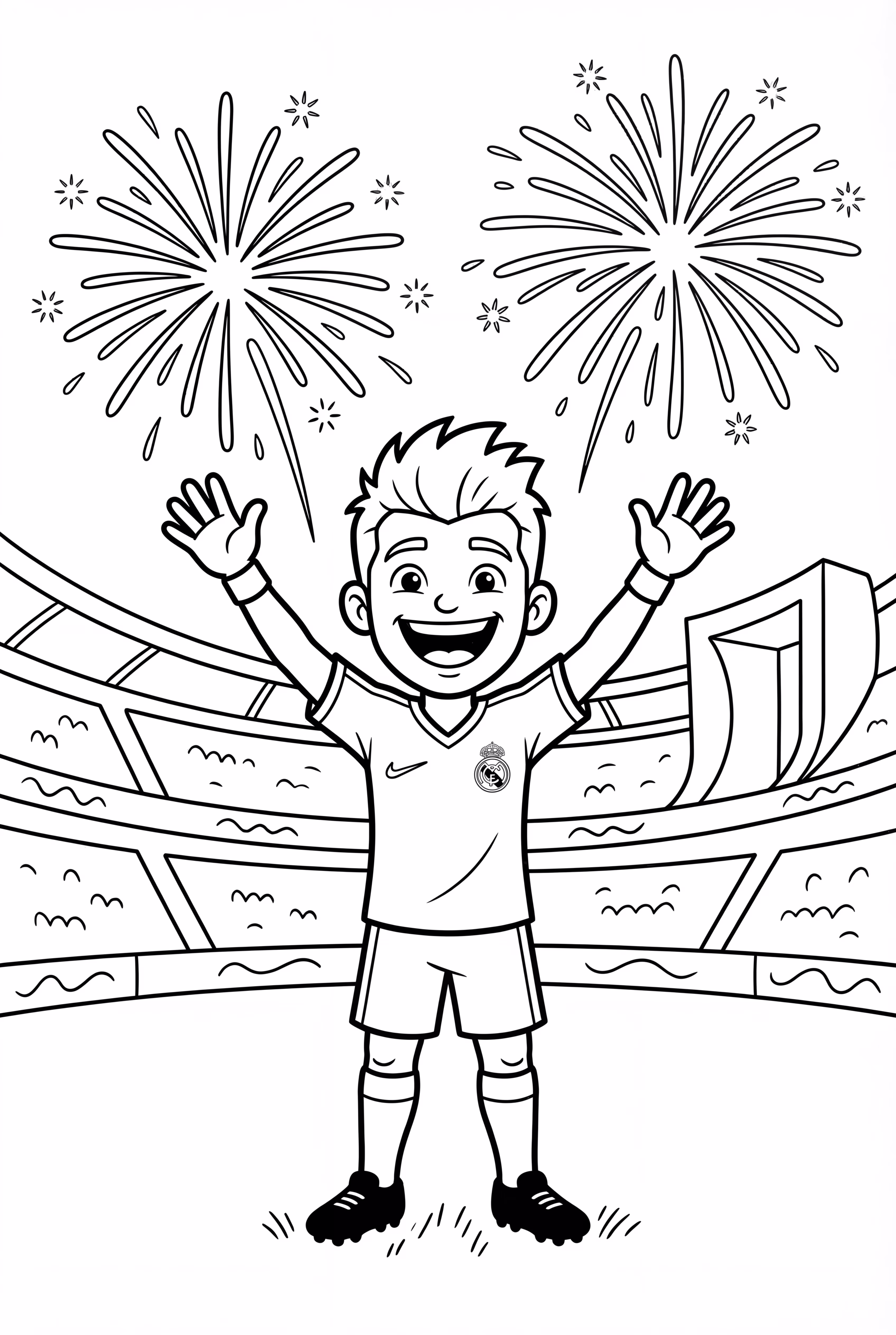 Ronaldo in a Stadium with Fireworks Celebrating Victory