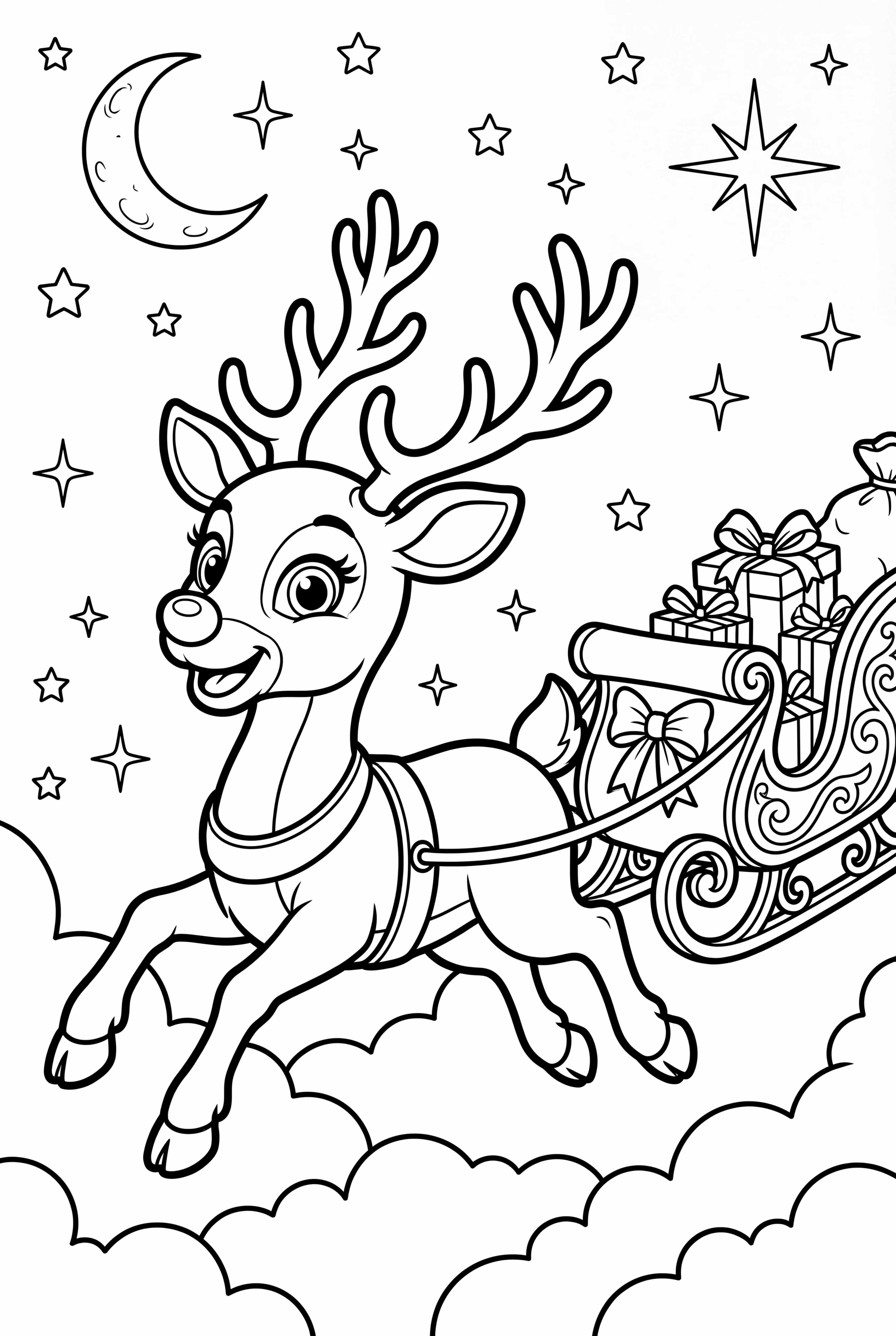 Rudolph, a rena de nariz vermelha, puxando o trenó-2