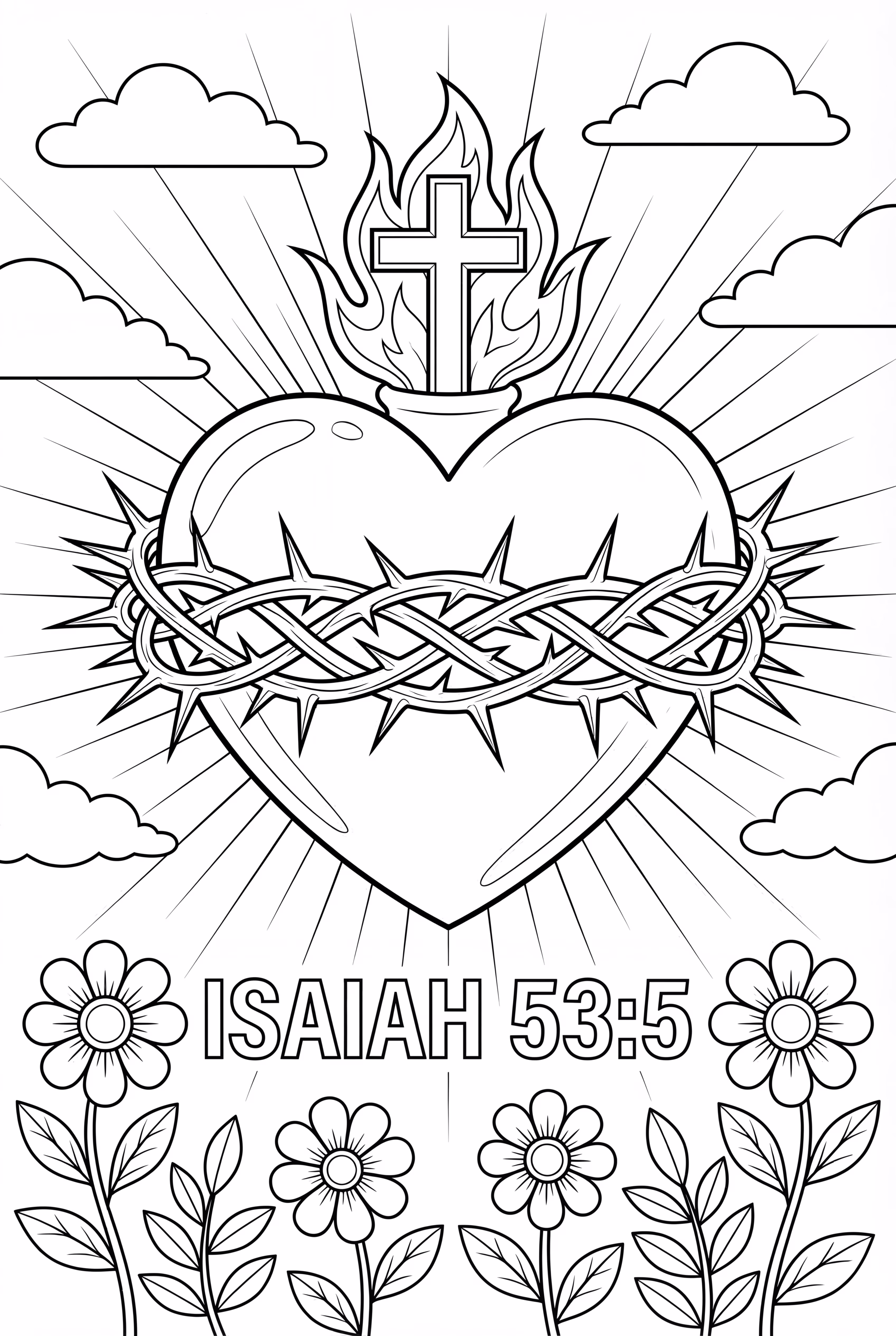 Sacred Heart With Thorns And Isaiah 53 5