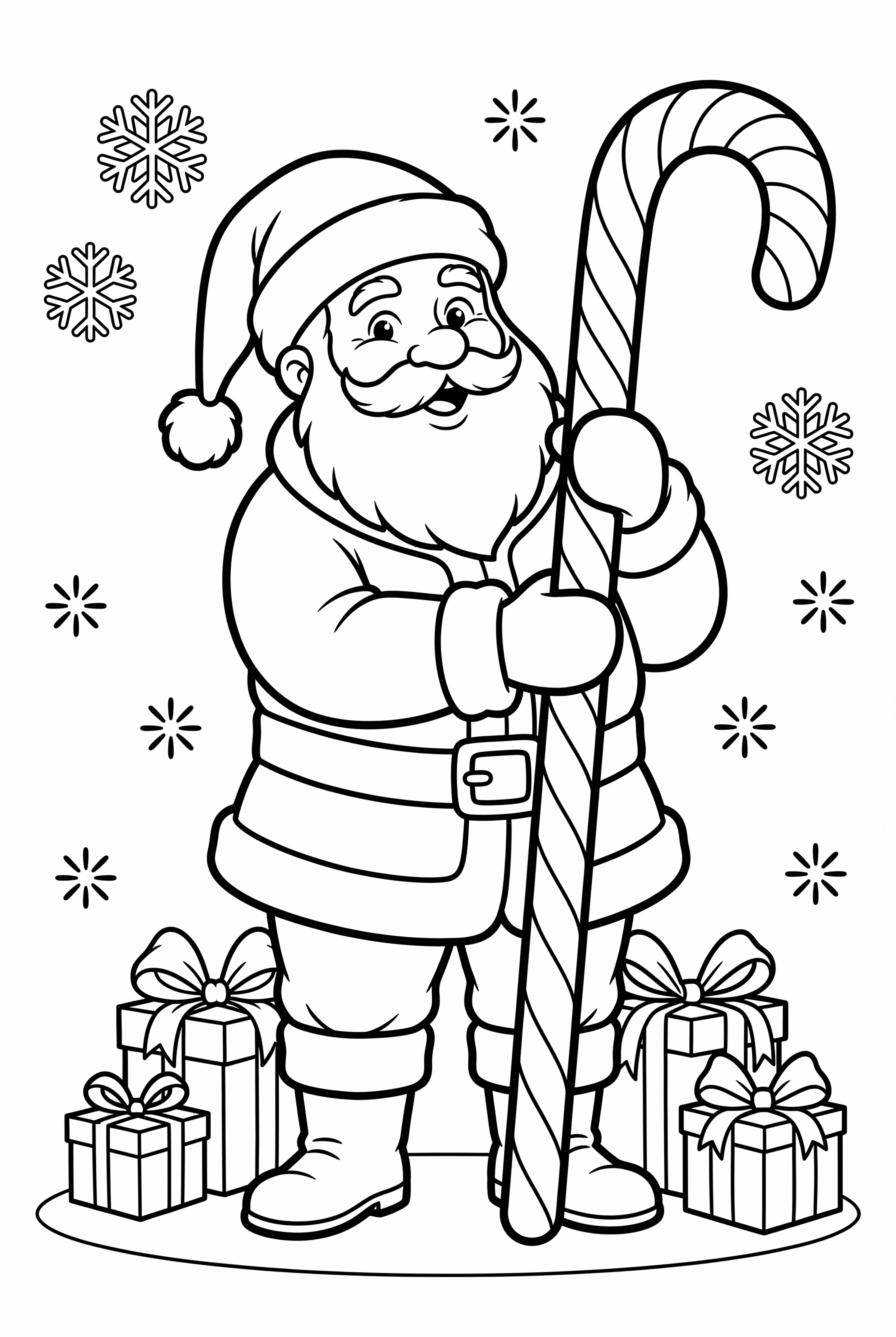 Santa Claus Holding A Giant Candy Cane