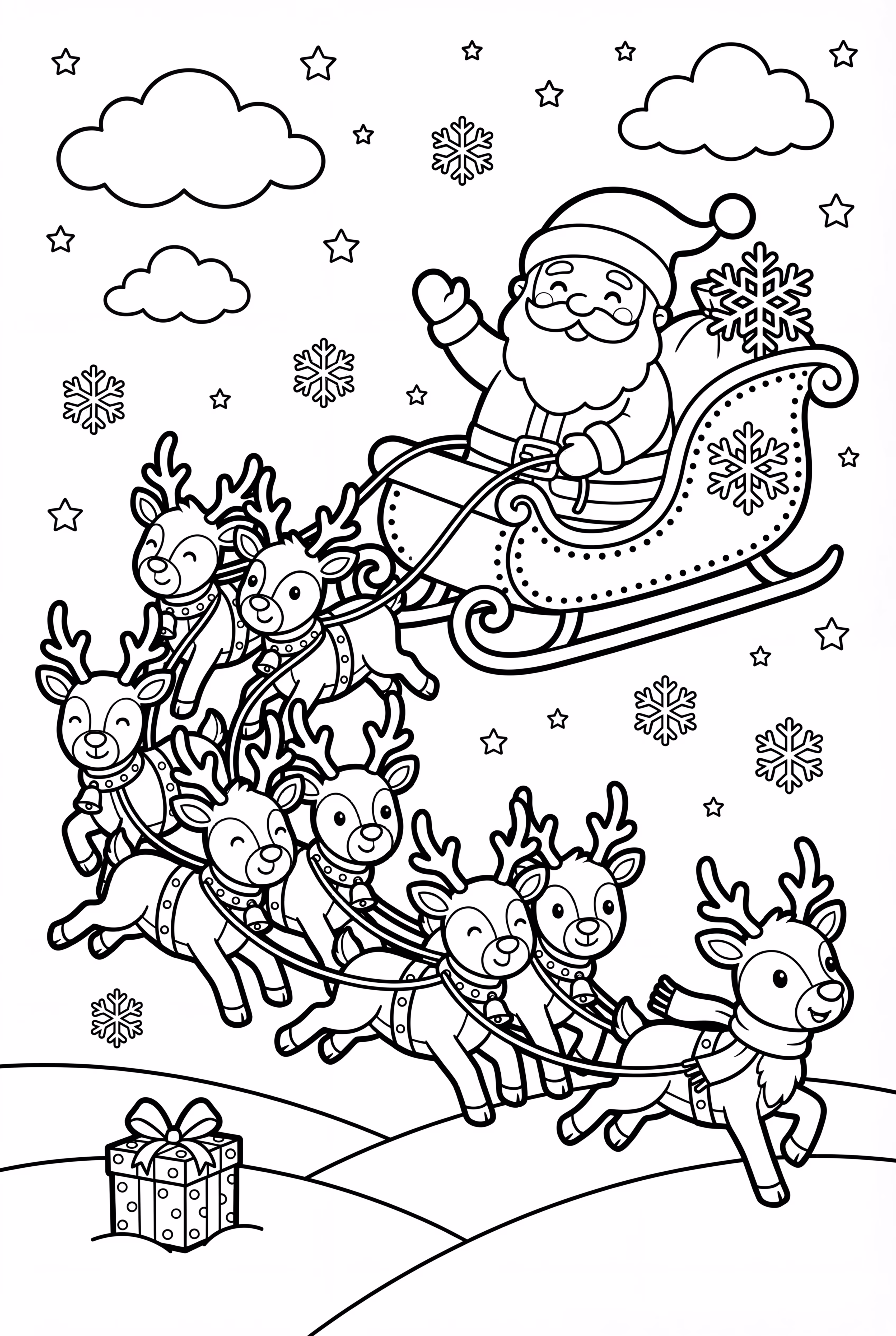 サンタのそりと8頭のトナカイ