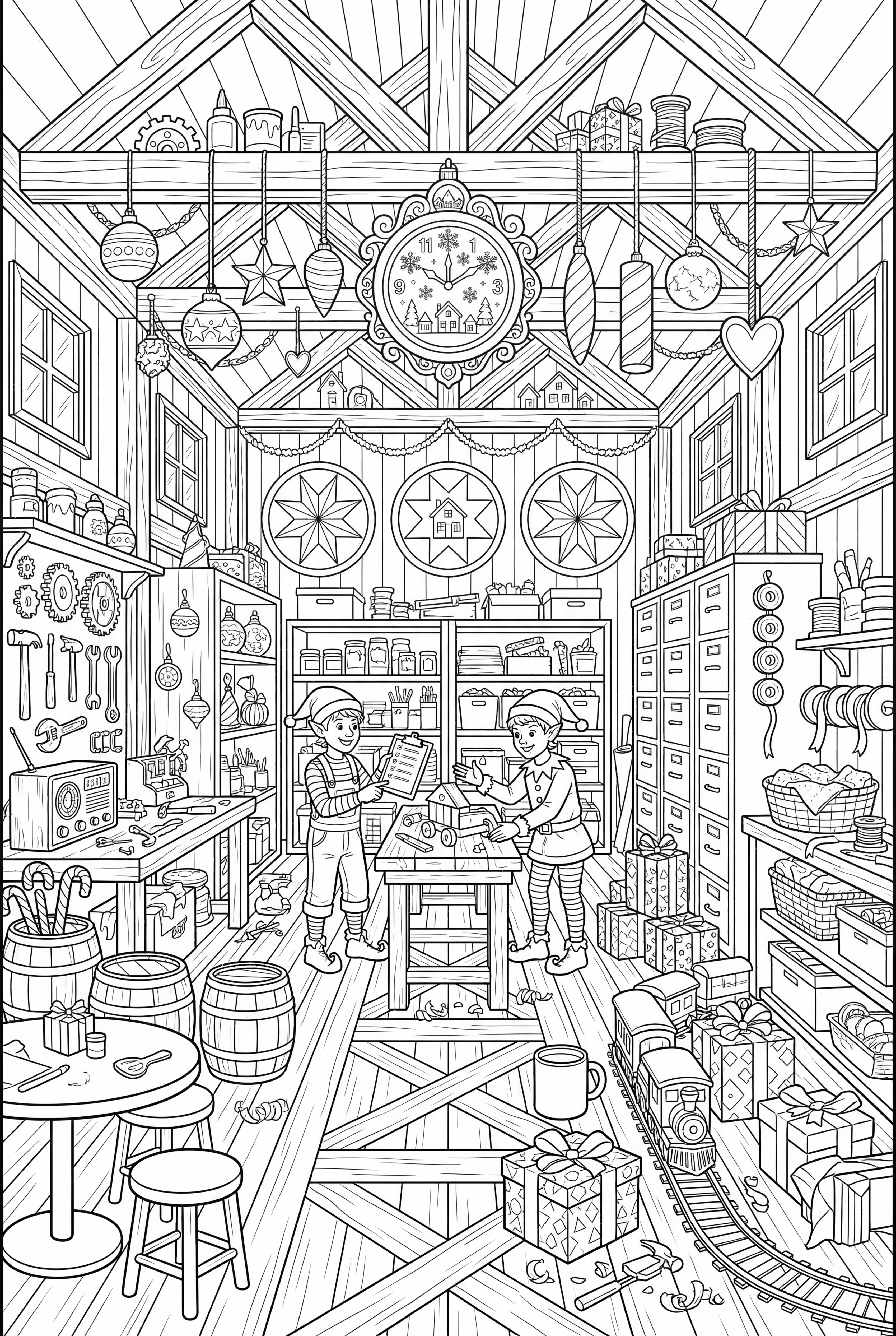 escena ocupada del taller de Santa