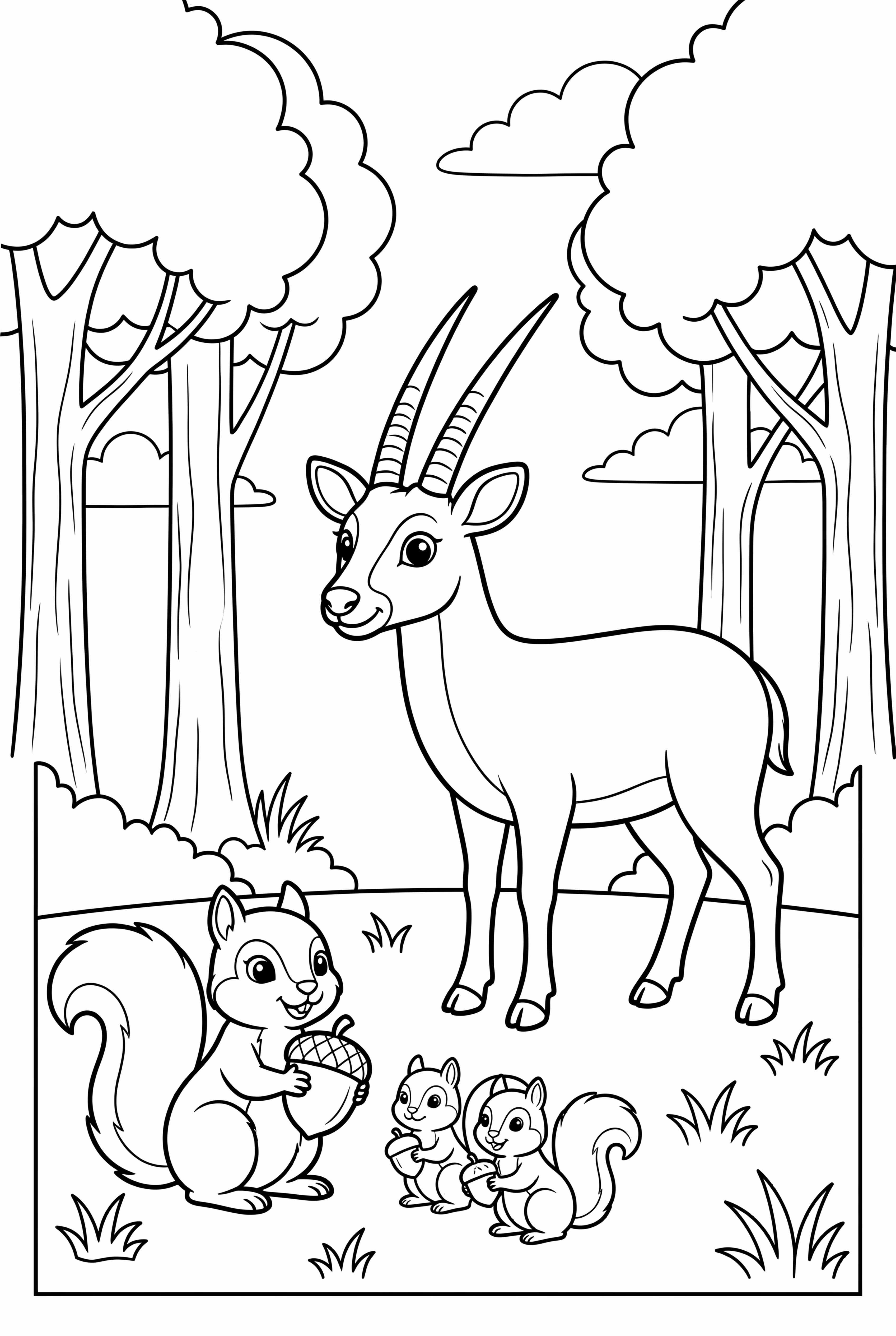 Saola And A Family Of Squirrels