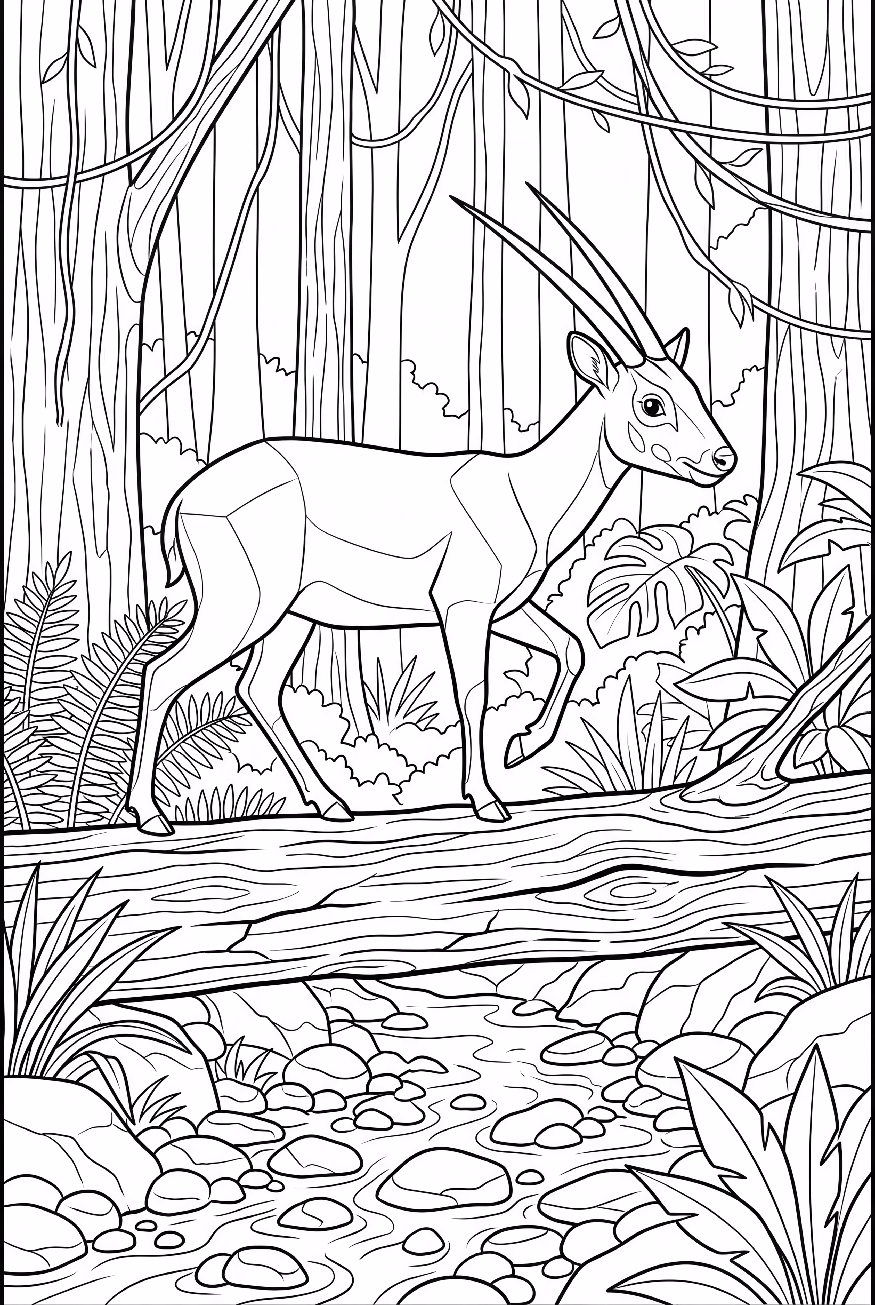 Saola Crossing A Log Bridge