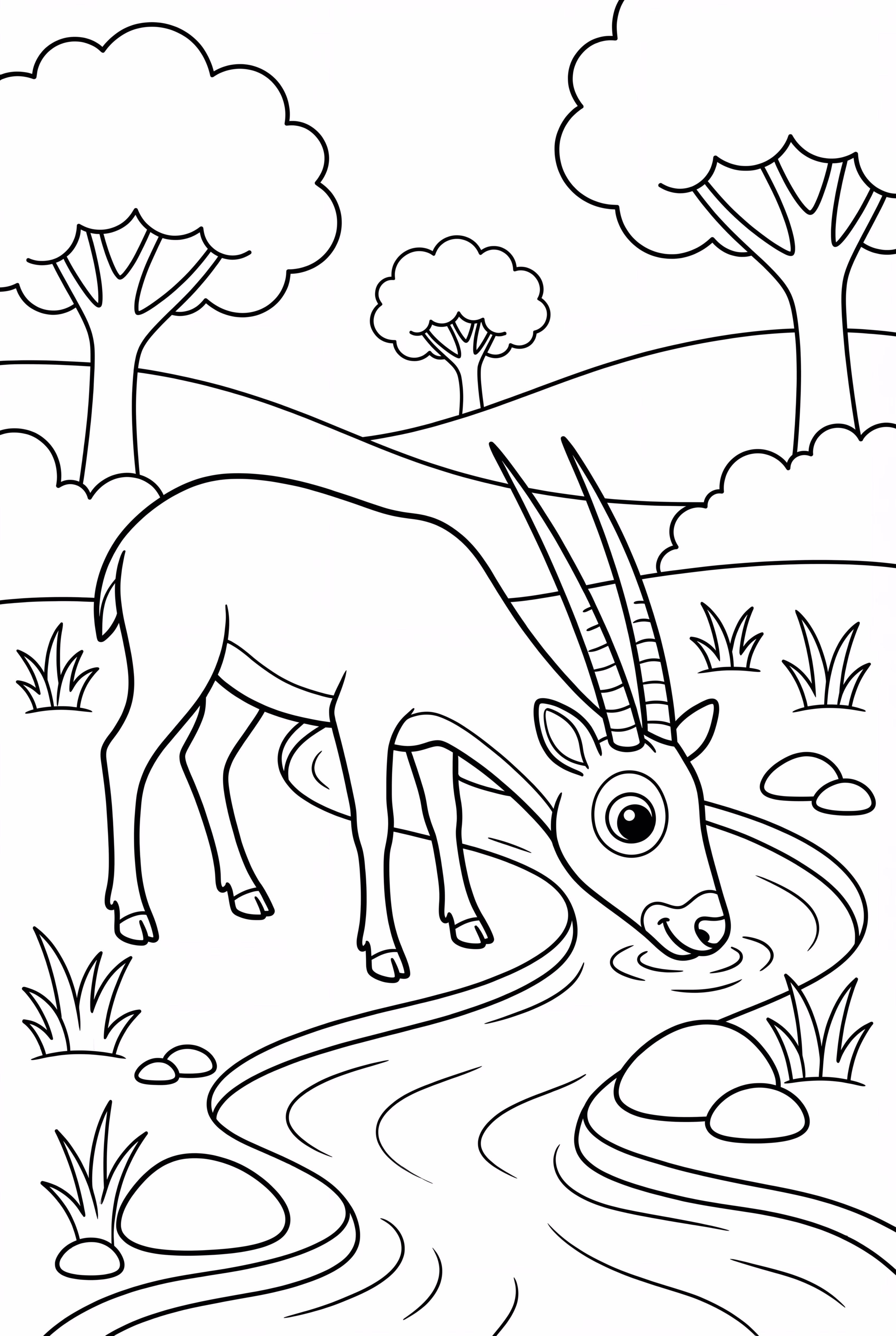 Saola Drinking From A Stream