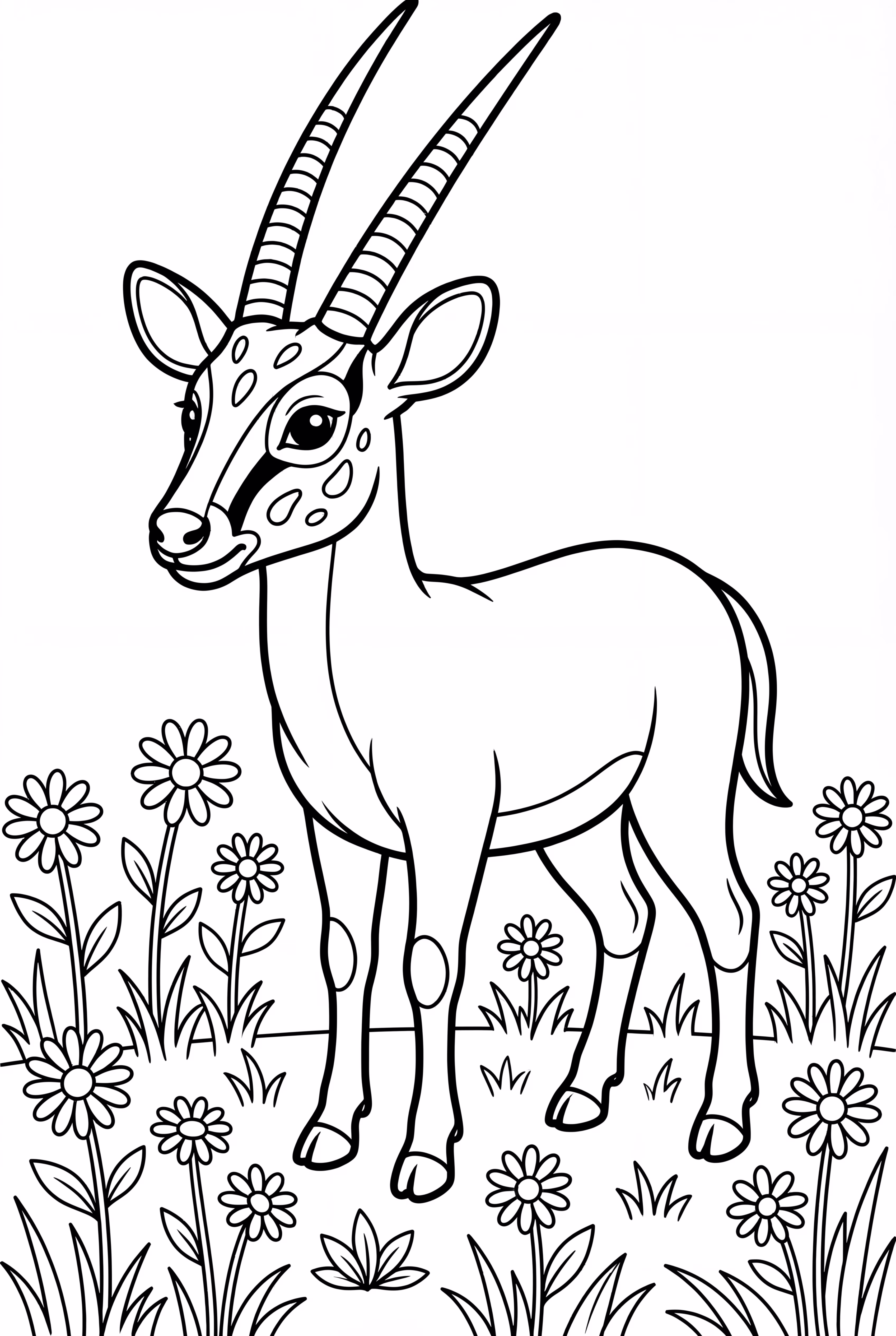 Saola auf einer Wildblumenwiese