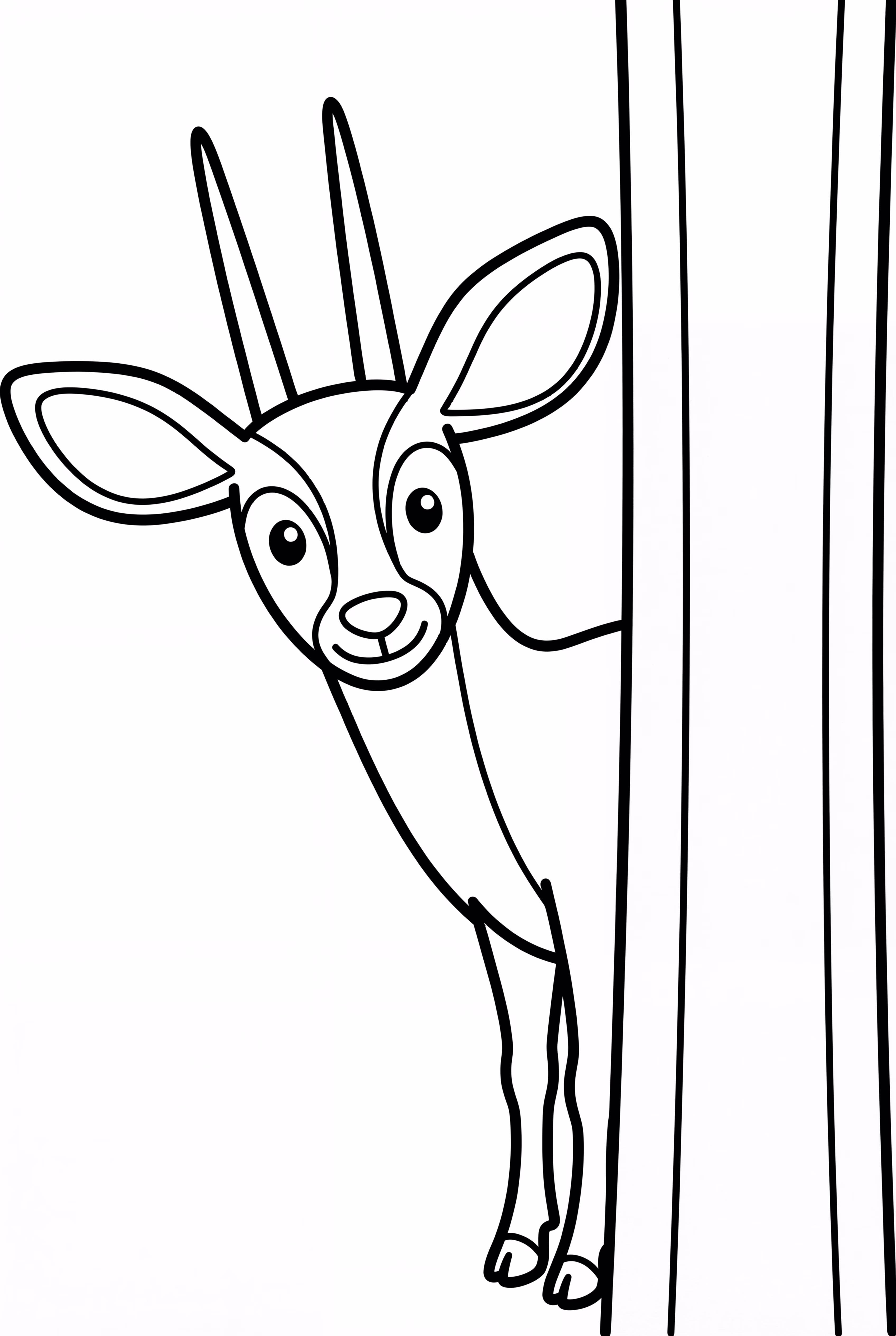 Saola Peeking From Behind A Tree