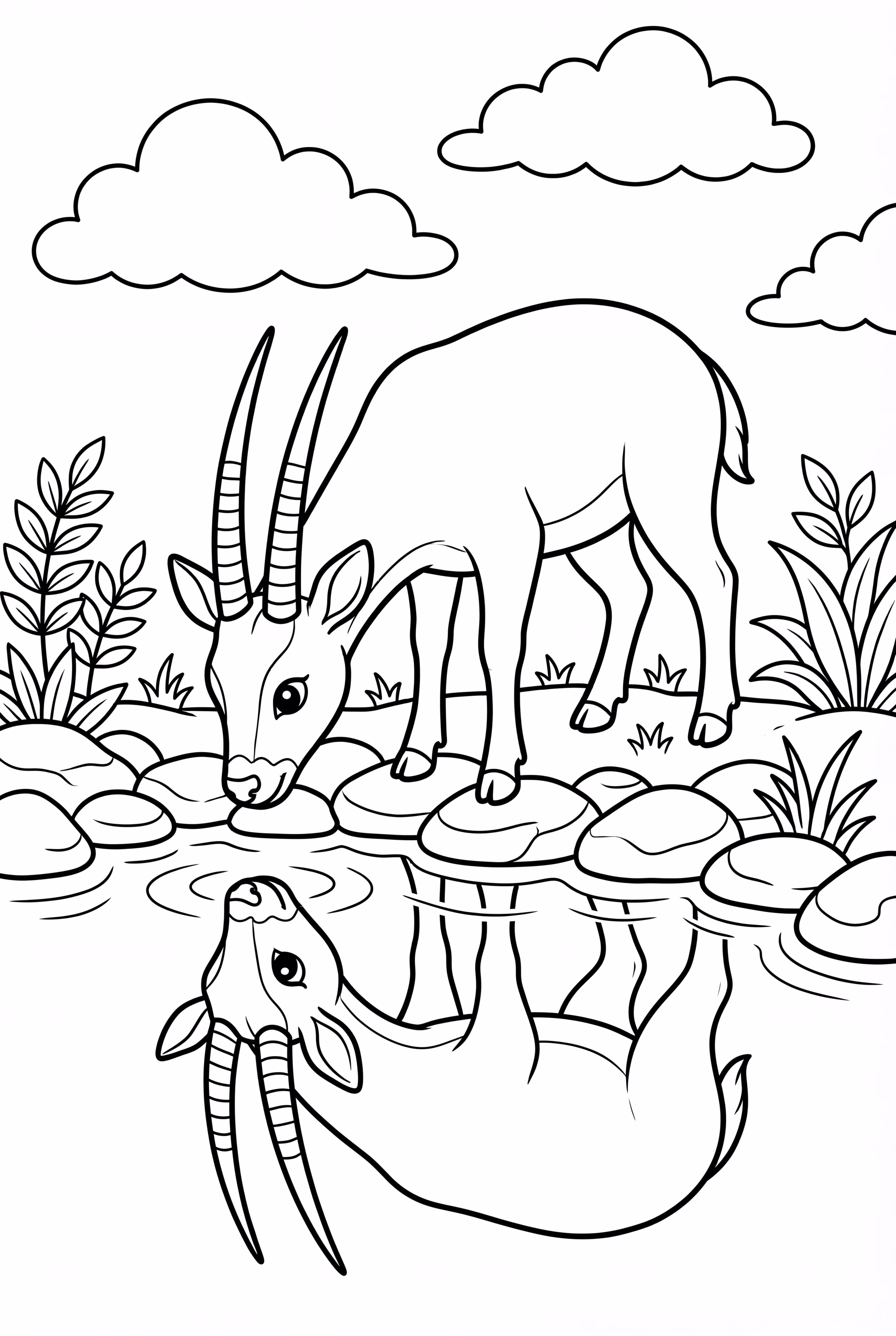 반영을 바라보는 사올라