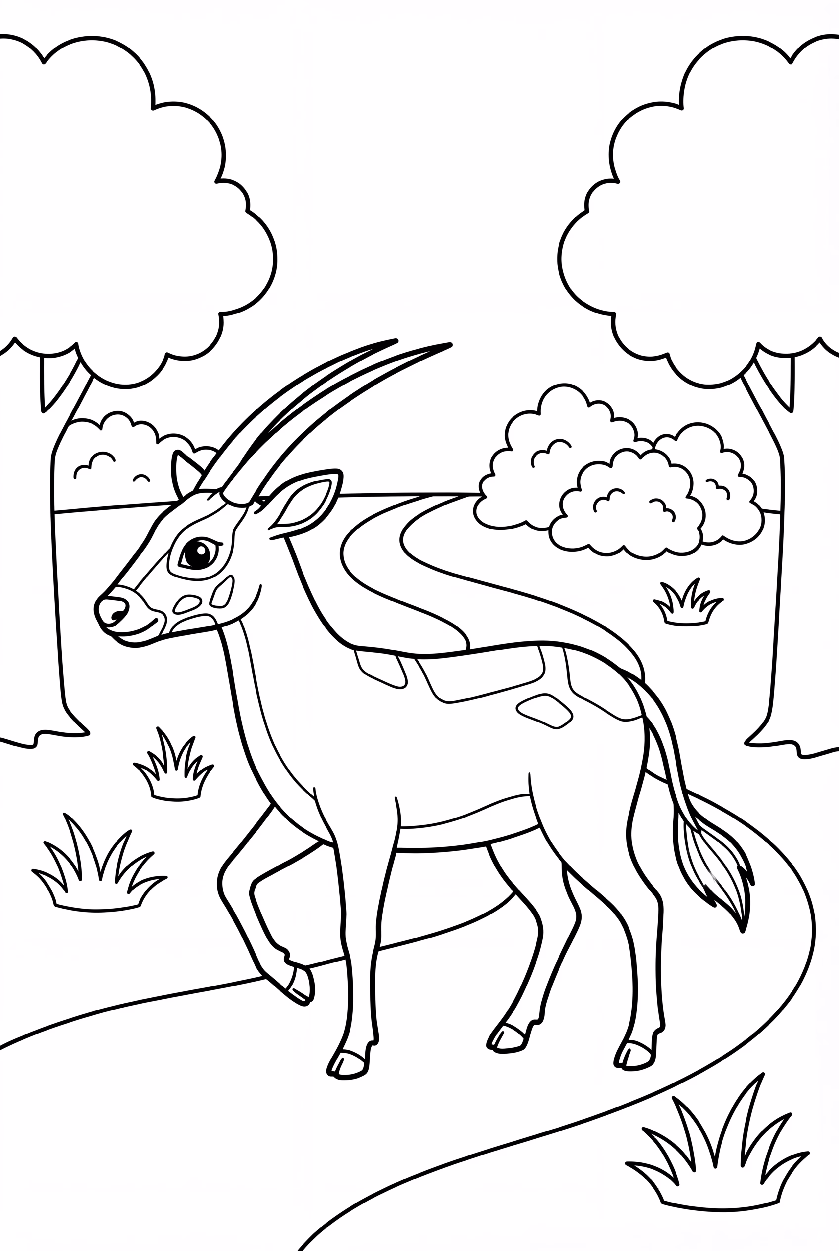 Saola Caminando Por Un Sendero Del Bosque