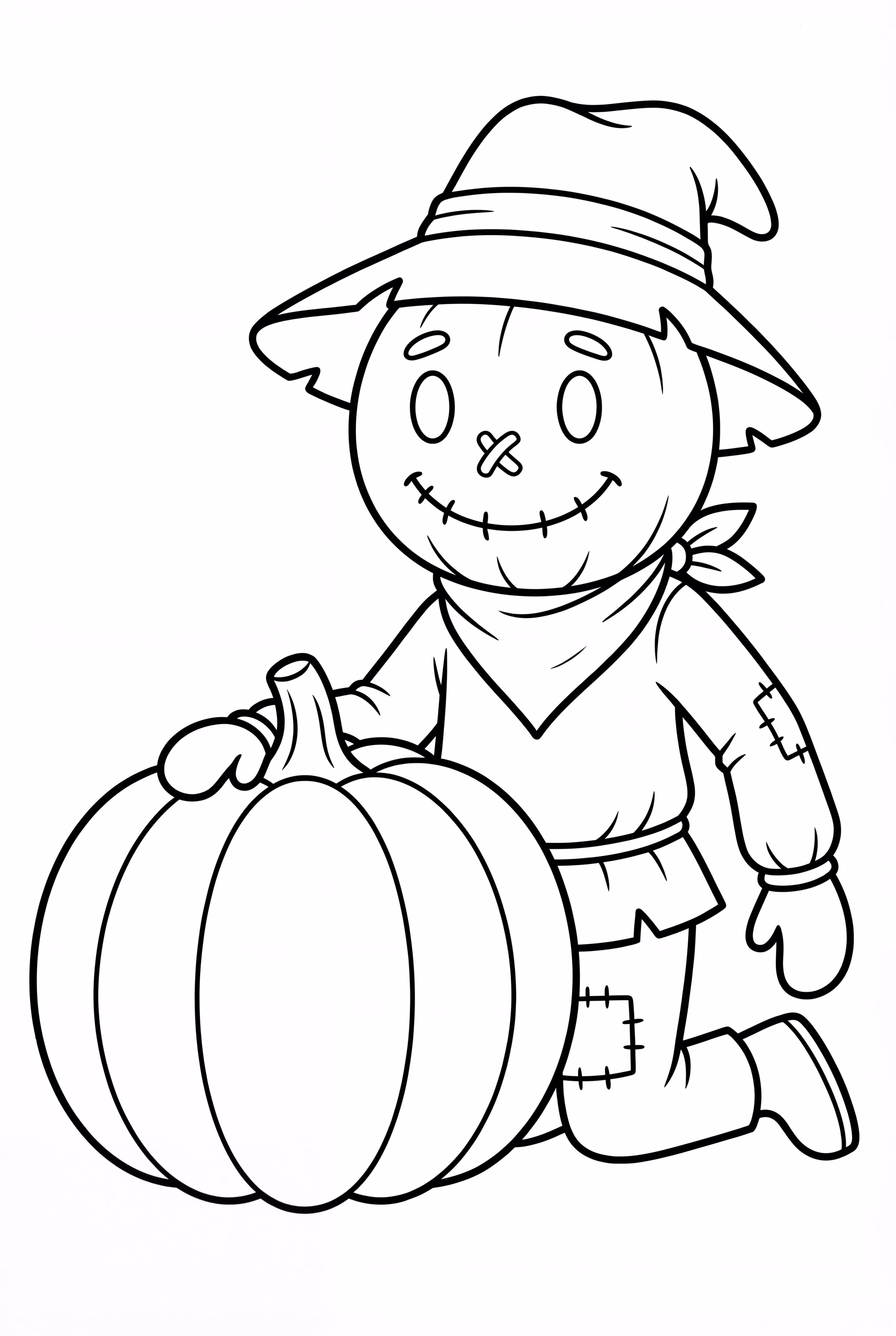 Scarecrow Leaning On A Pumpkin