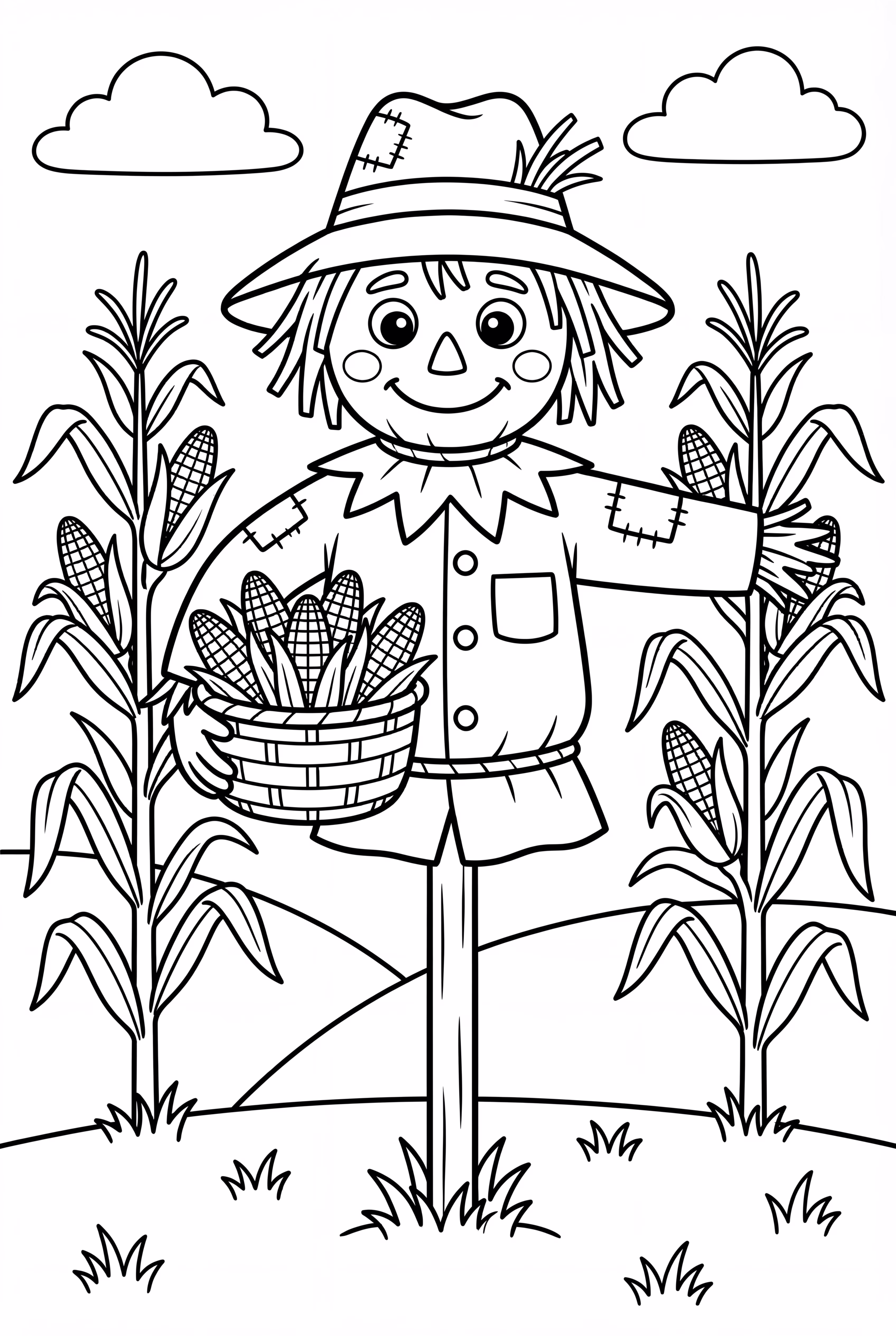 Scarecrow With A Basket Of Corn