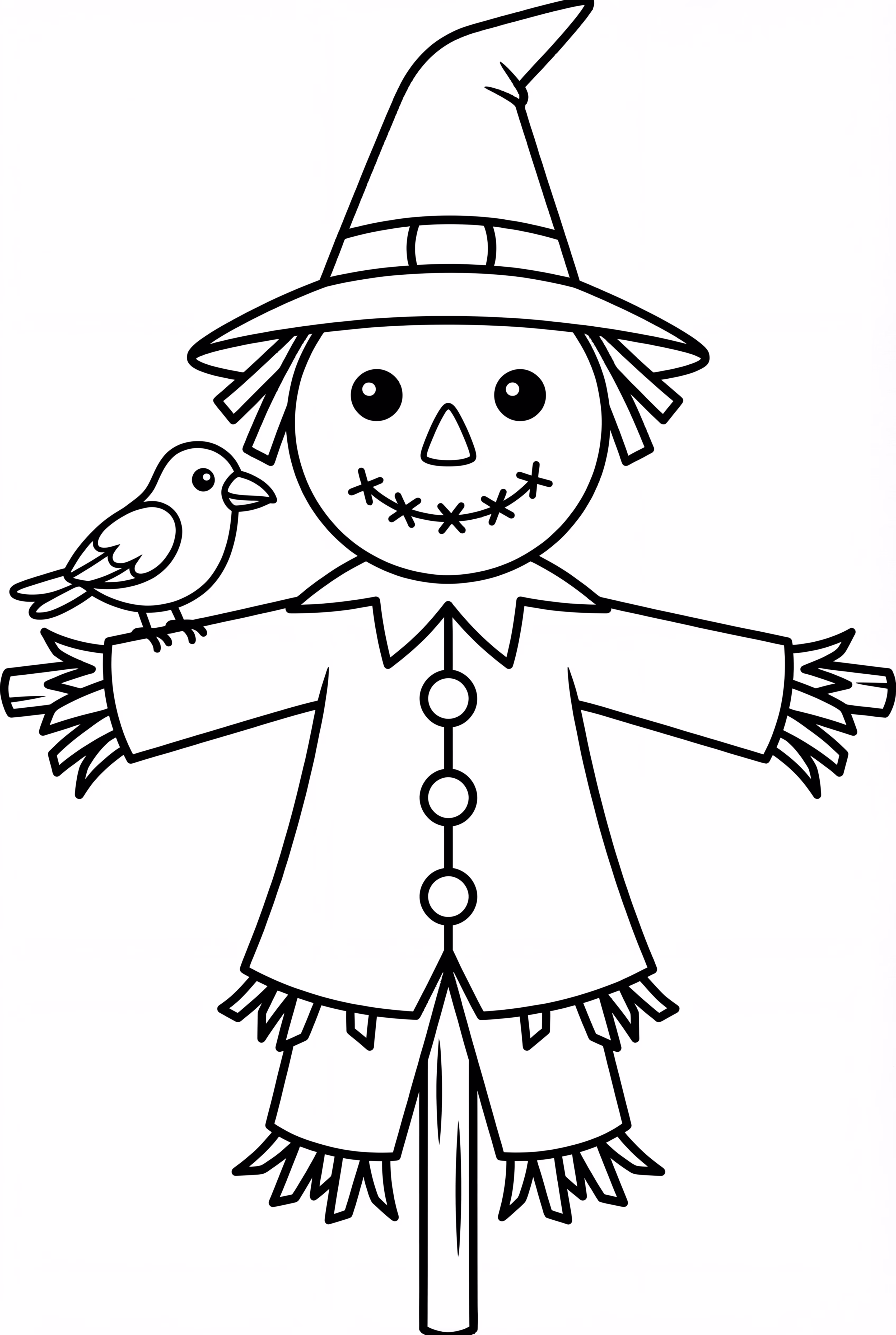 Scarecrow With A Crow On His Shoulder