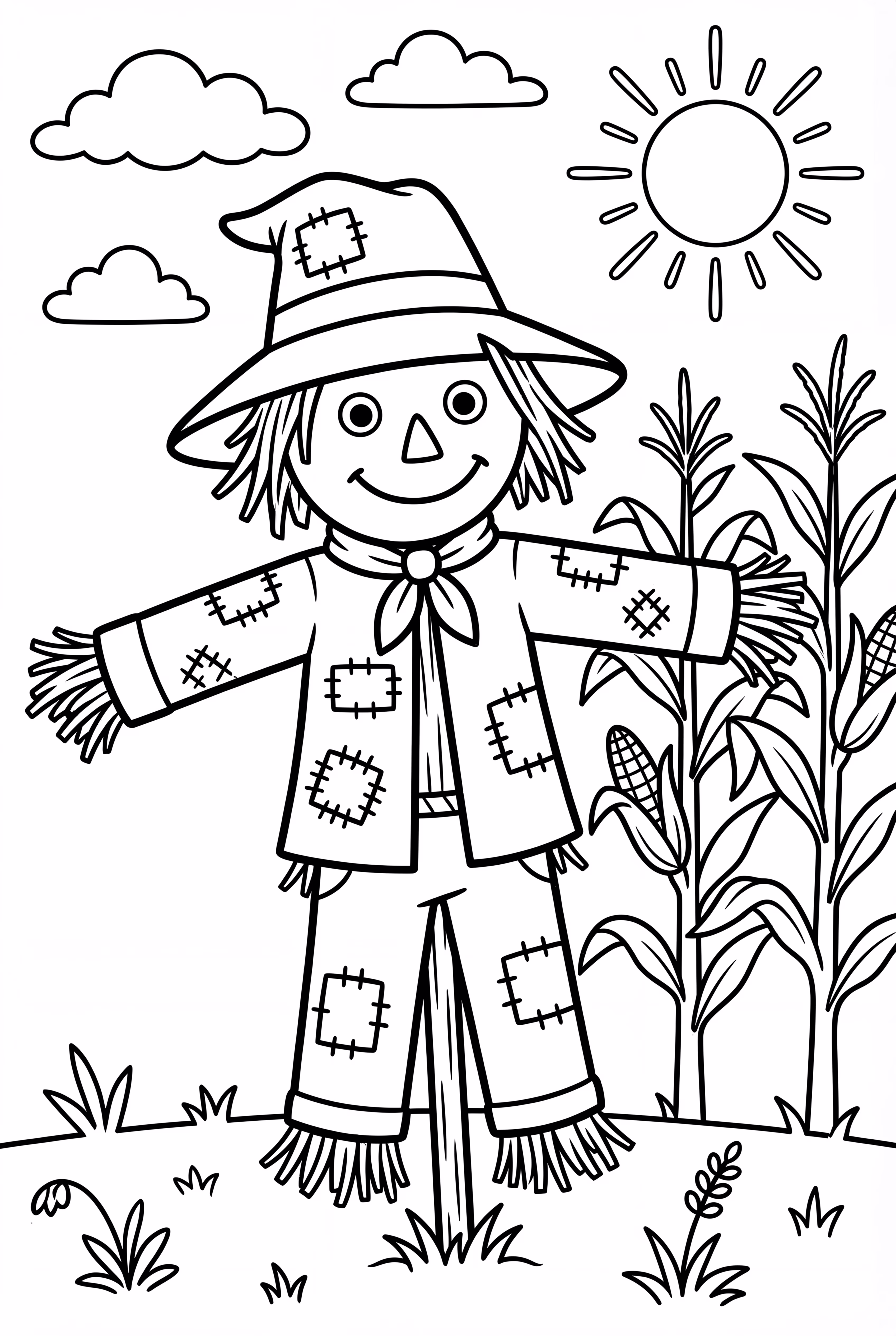 Scarecrow With Detailed Patchwork Clothes