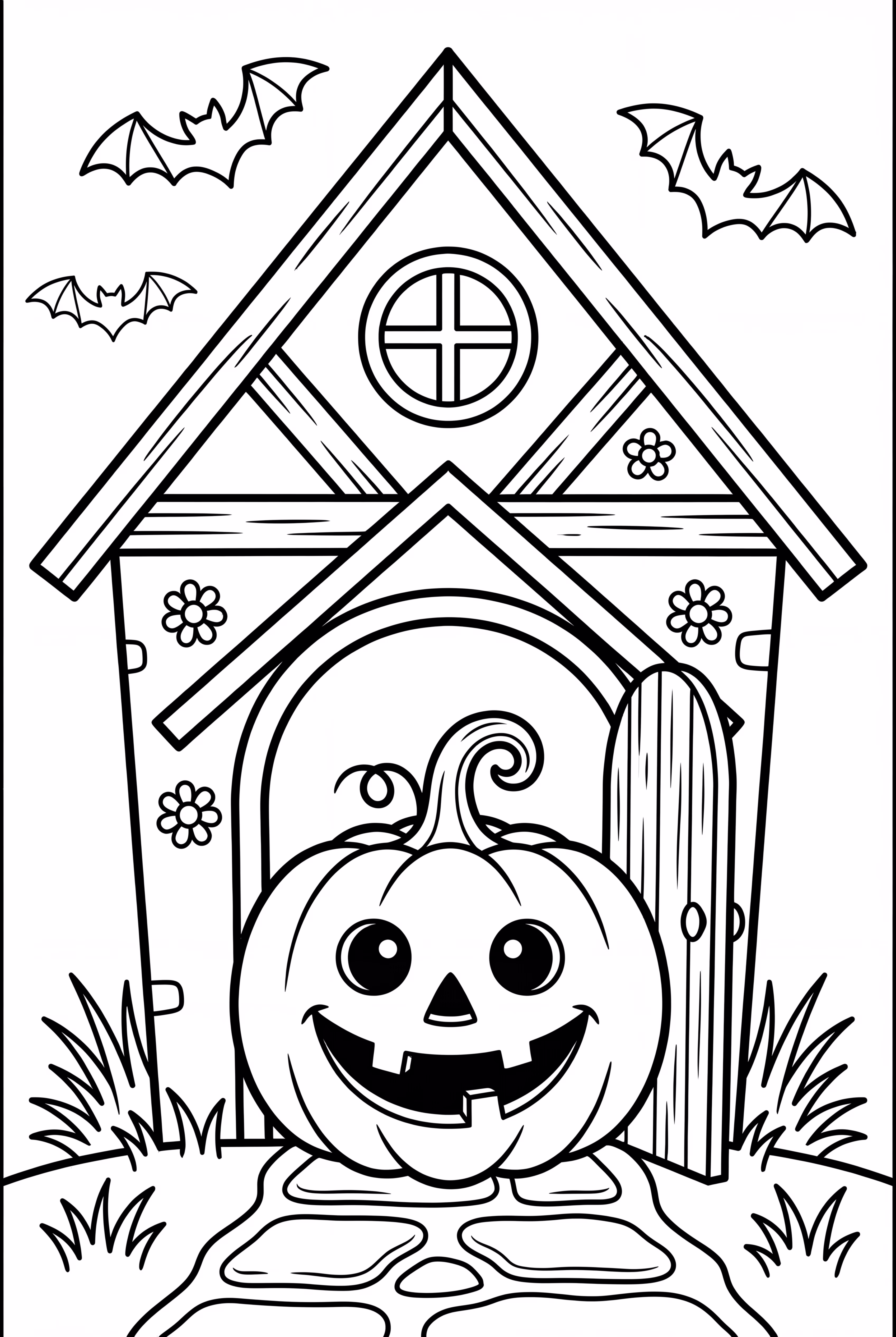 Cara de calabaza aterradora en una casa embrujada