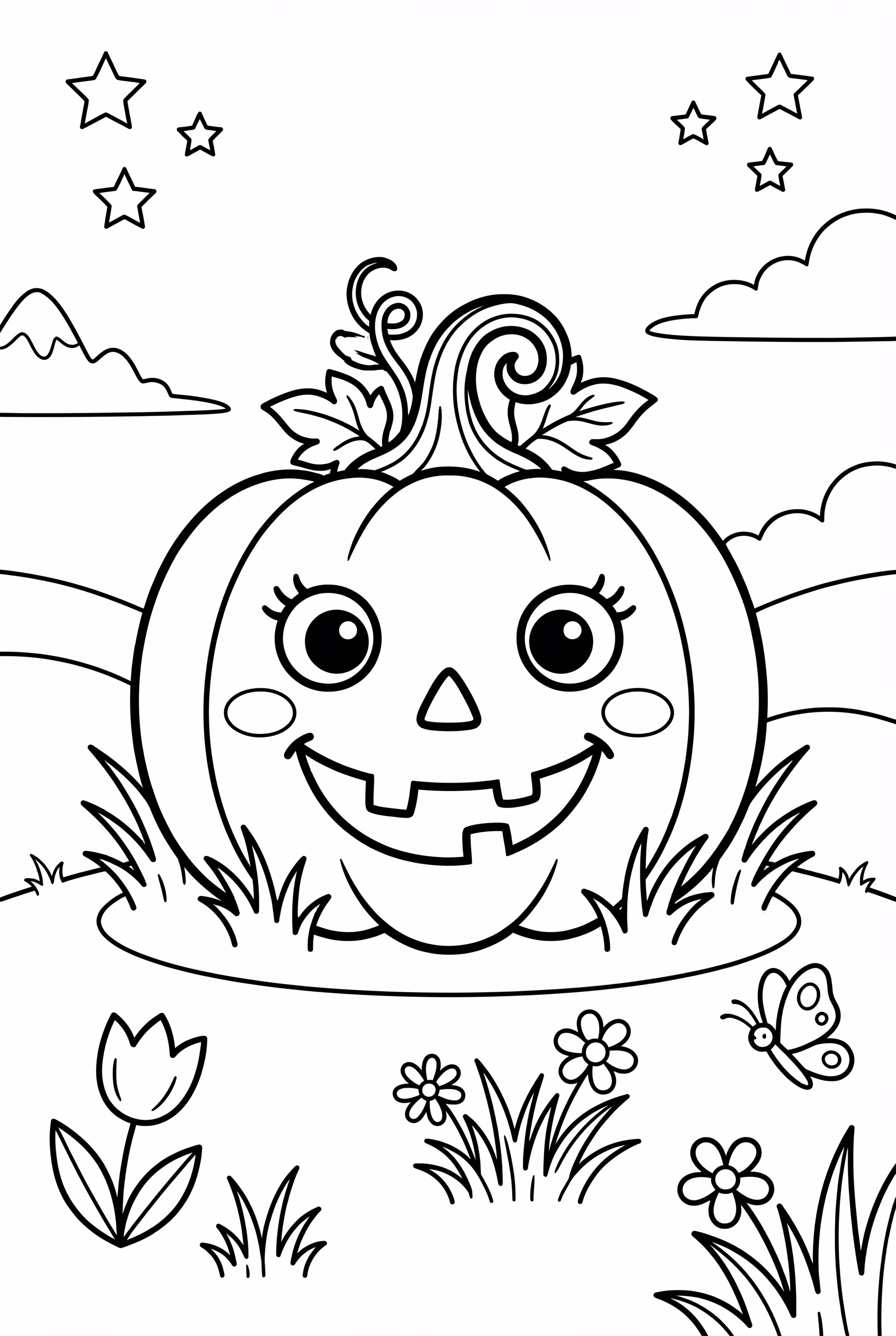 Scary pumpkin with a spooky face