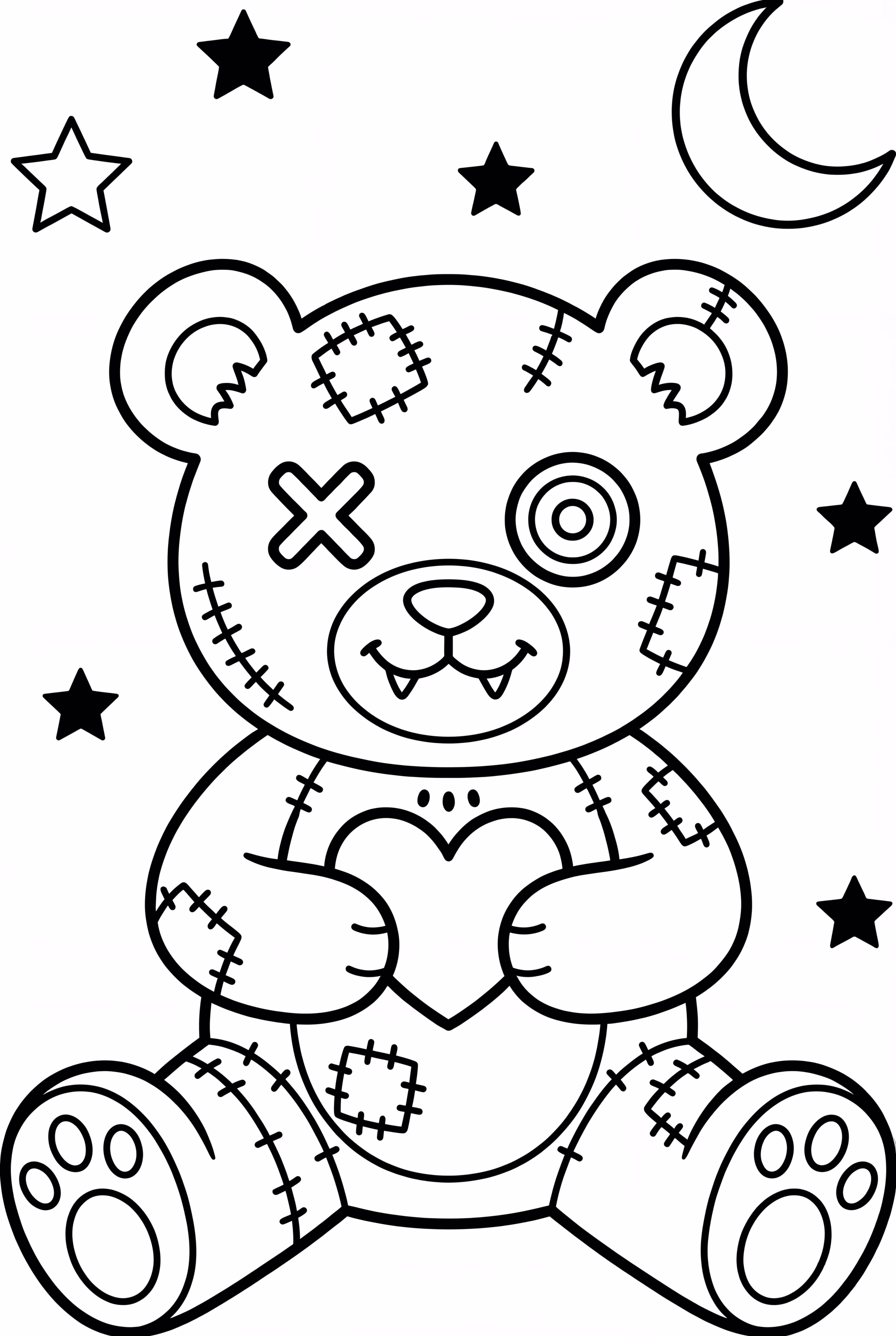 Scary Teddy Bear With Patches And Stitches