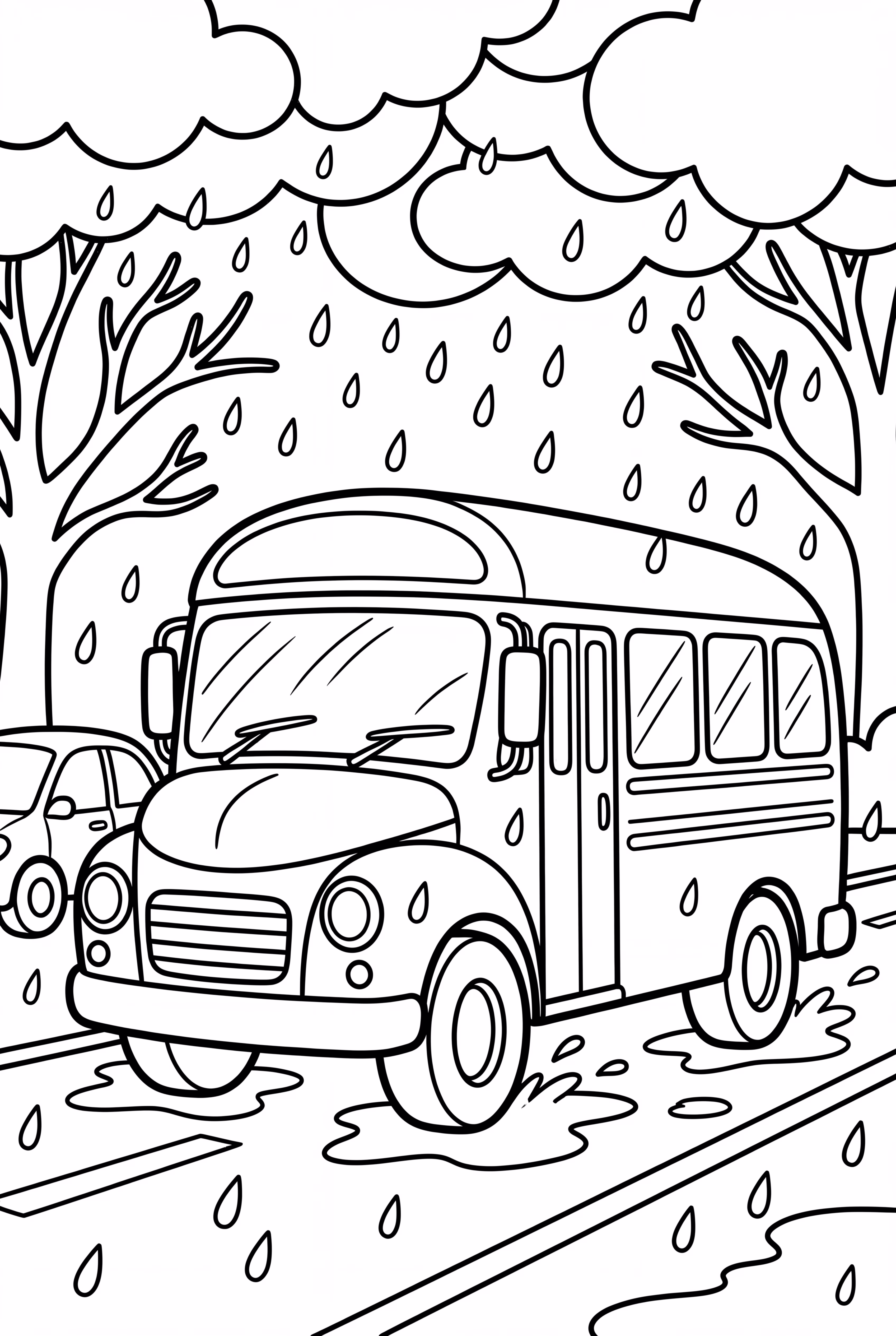 School Bus Driving in the Rain