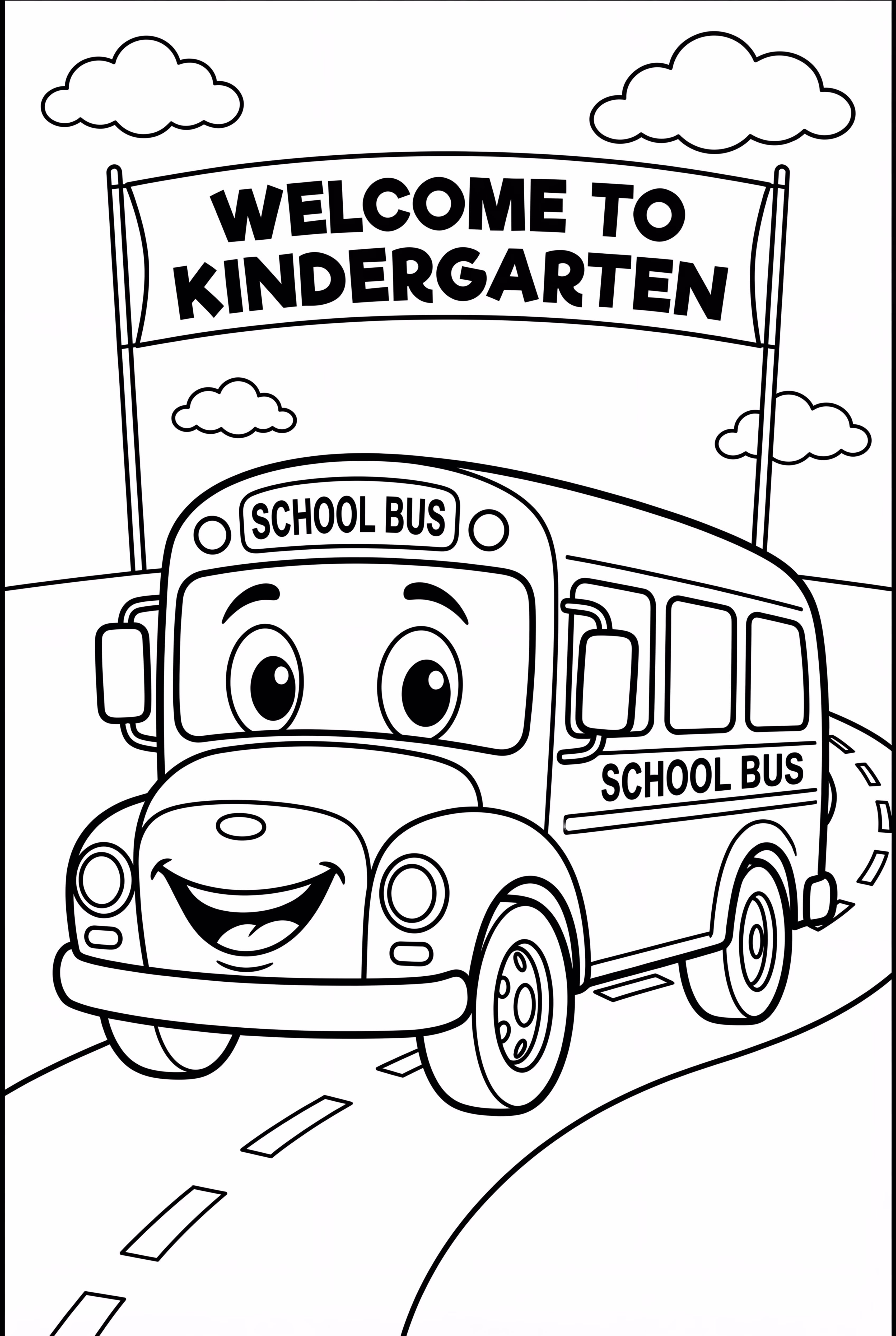 School Bus Says Welcome To Kindergarten