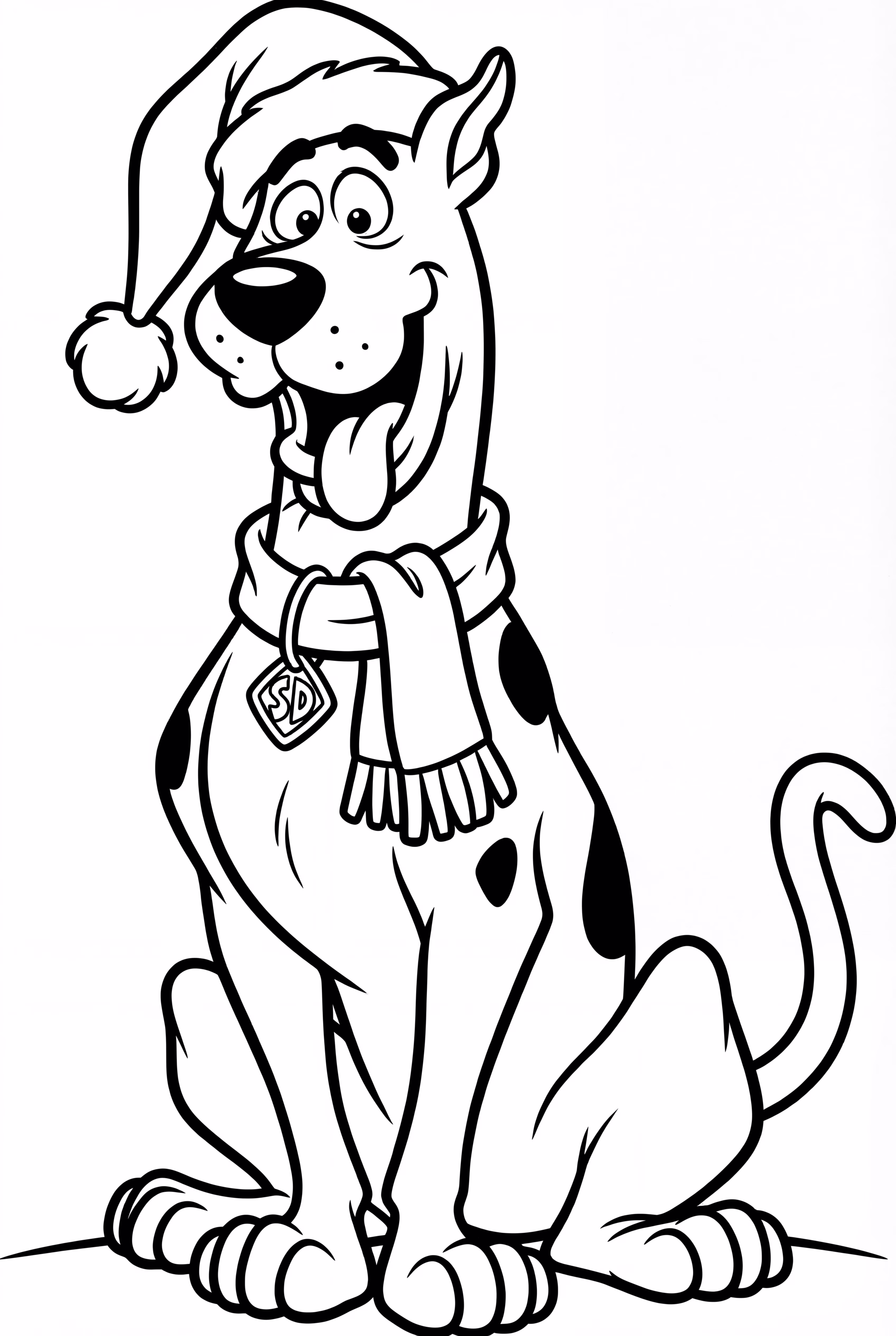 Scooby Doo Wearing A Santa Hat And Scarf