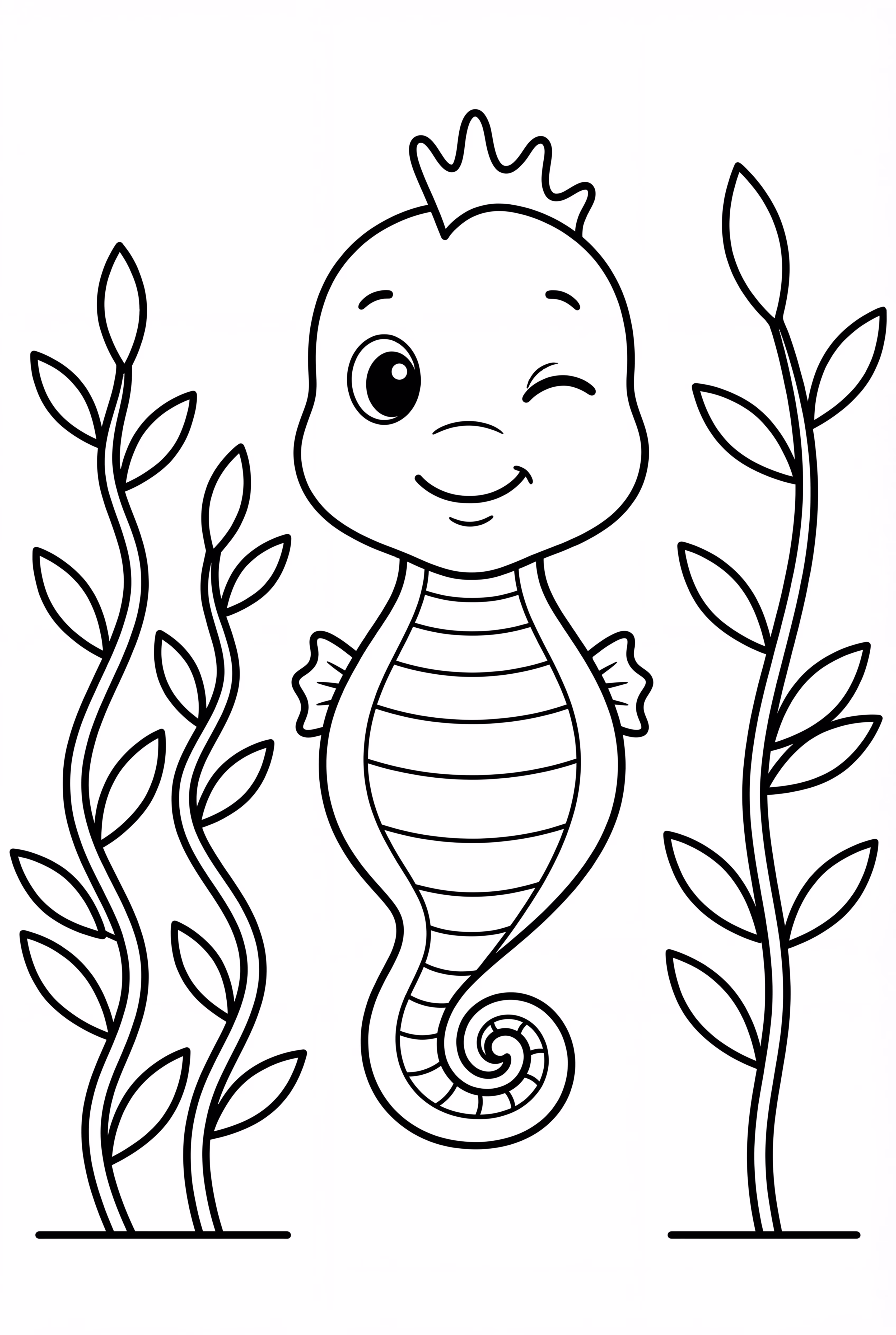 Seahorse Hiding In Seaweed