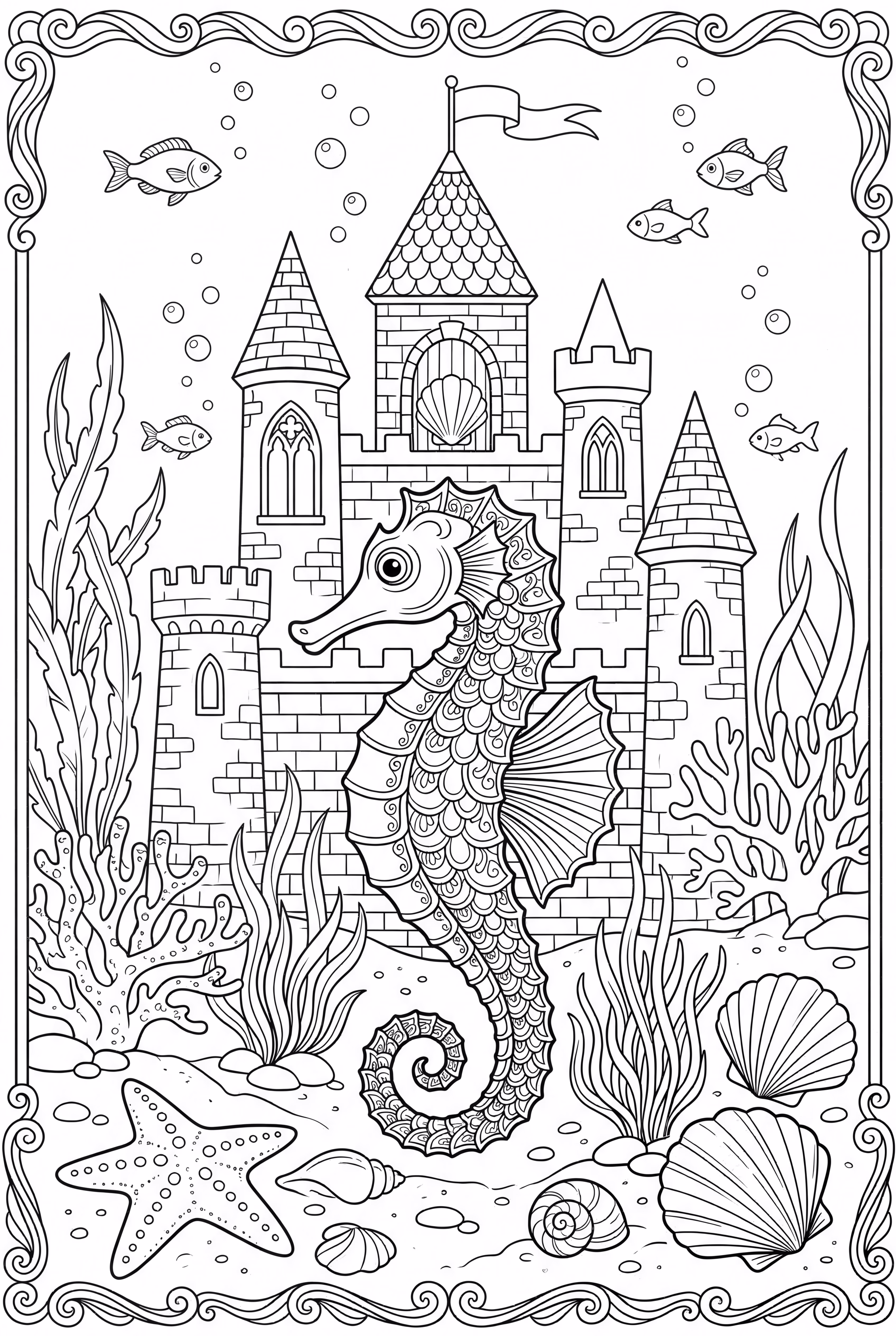Seahorse In An Underwater Sandcastle