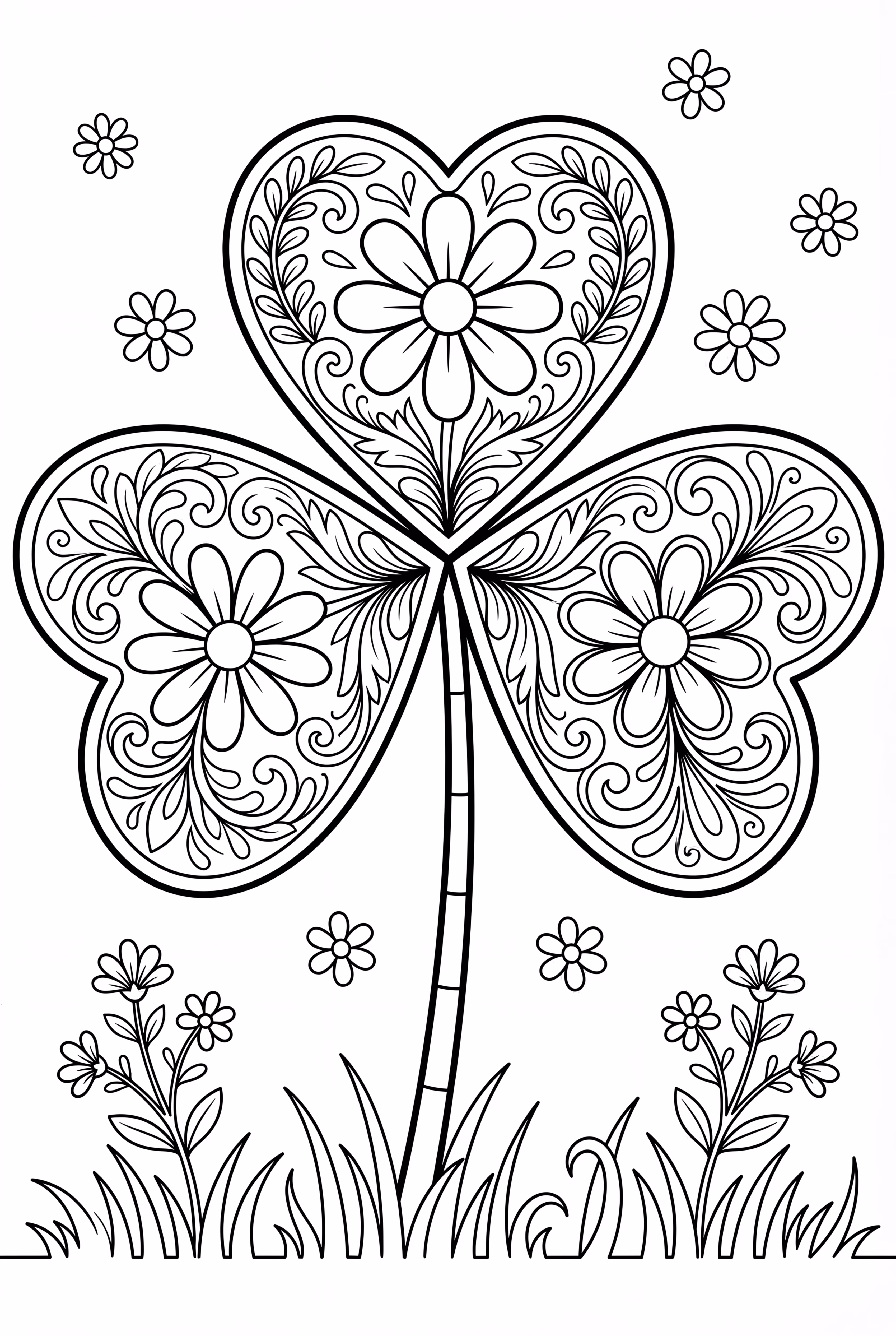 Shamrock With Floral Patterns Inside