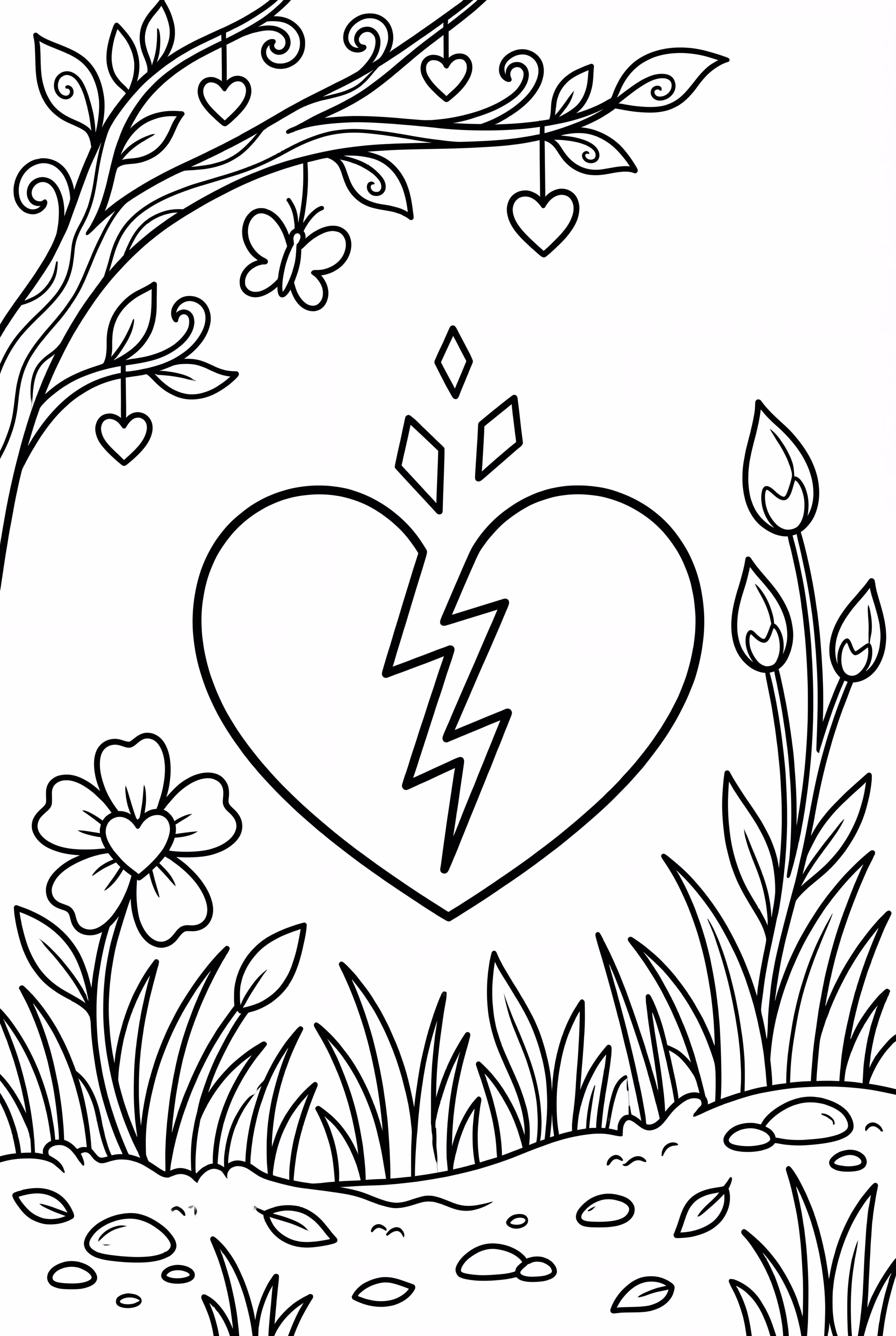 Shattered Heart With Diamond Pieces