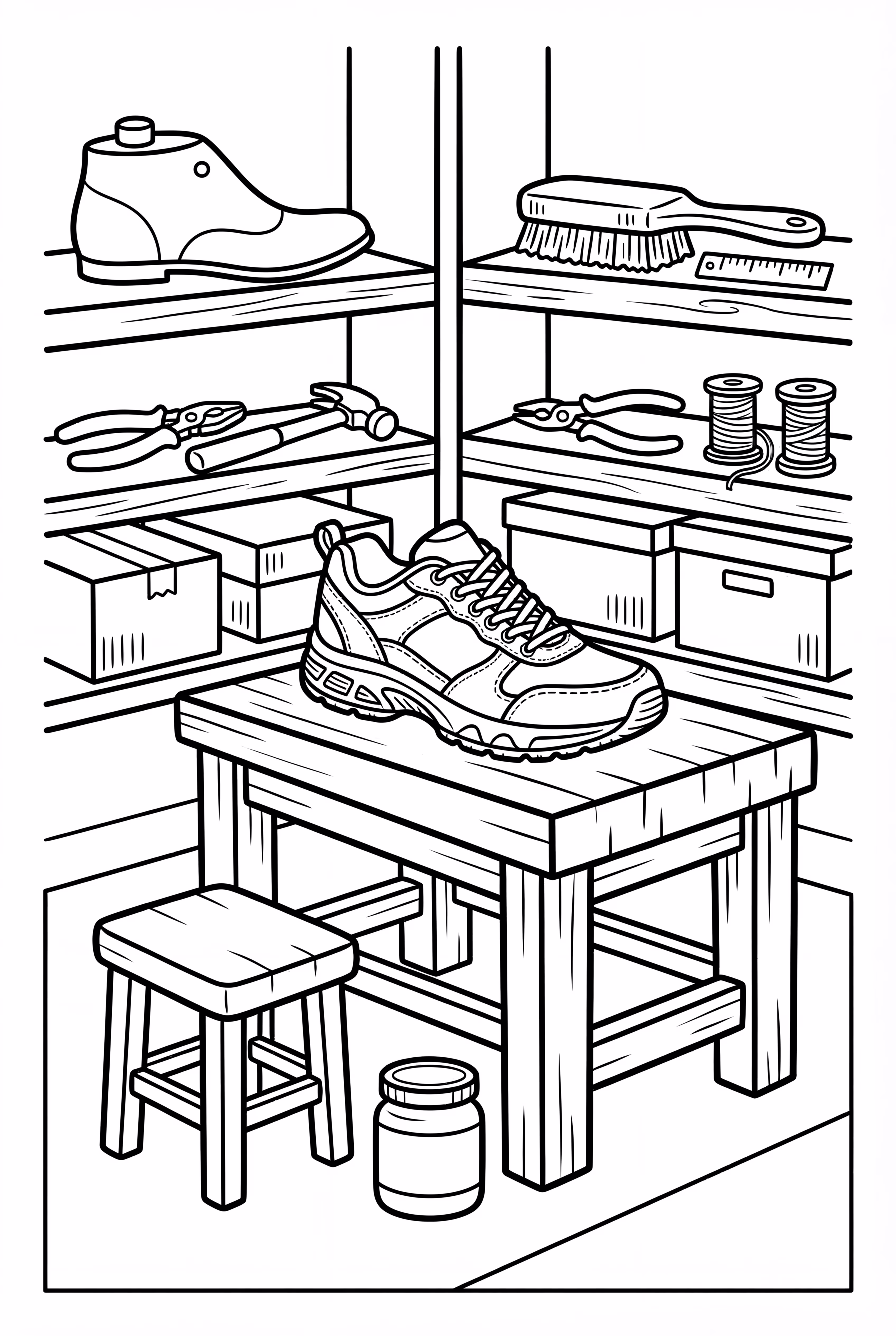靴修理の作業場