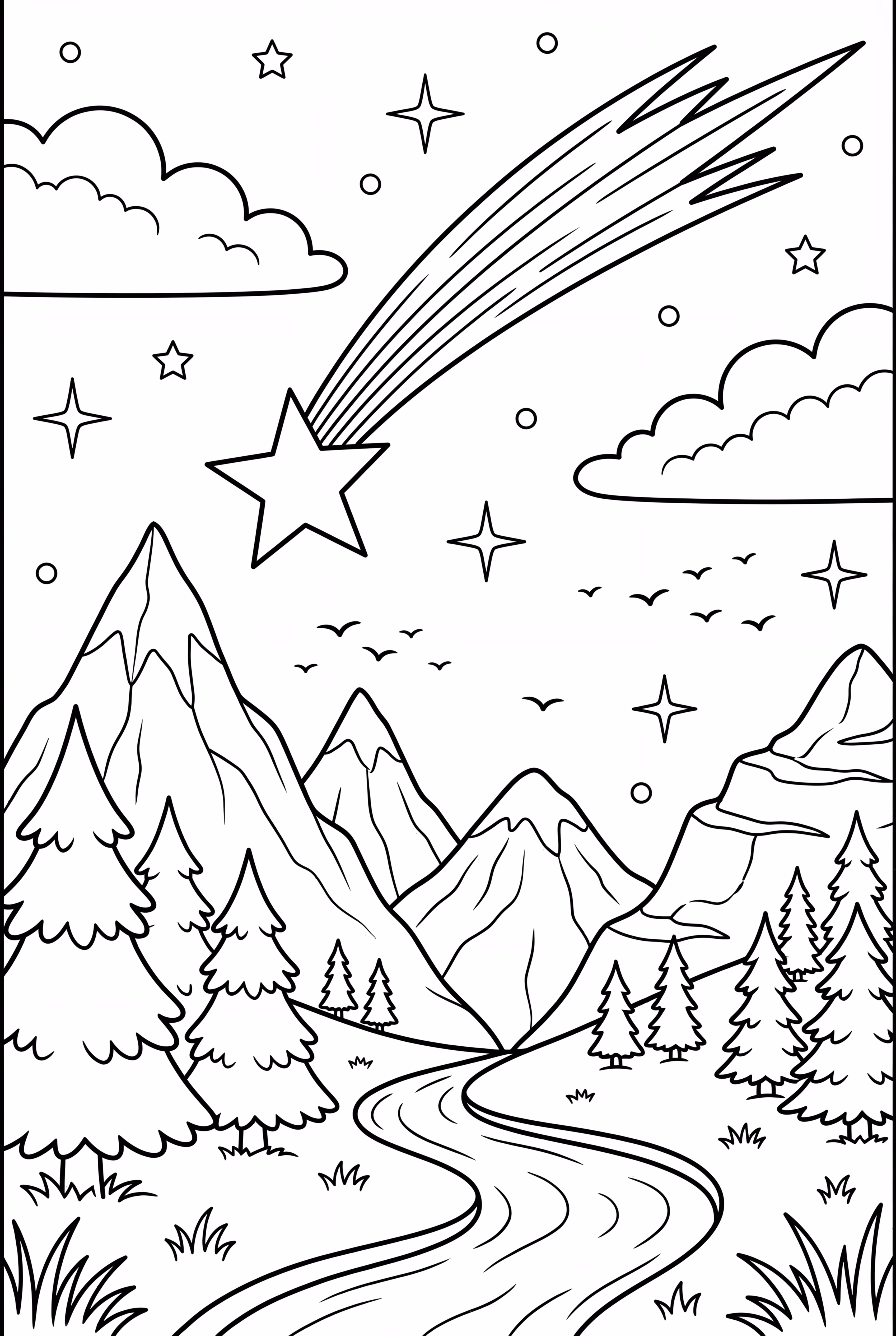 마법 같은 풍경 위의 유성