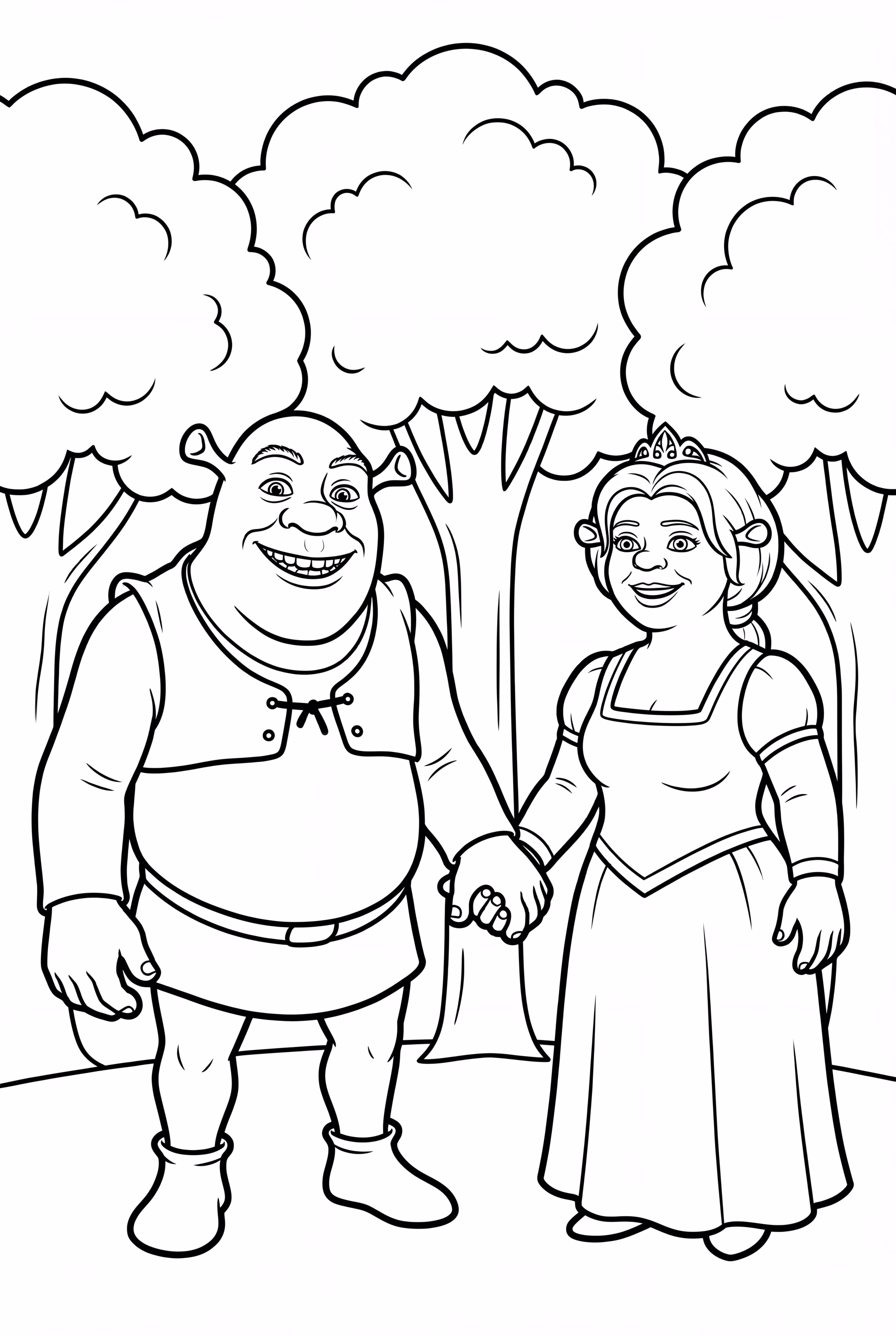 Shrek And Fiona Holding Hands