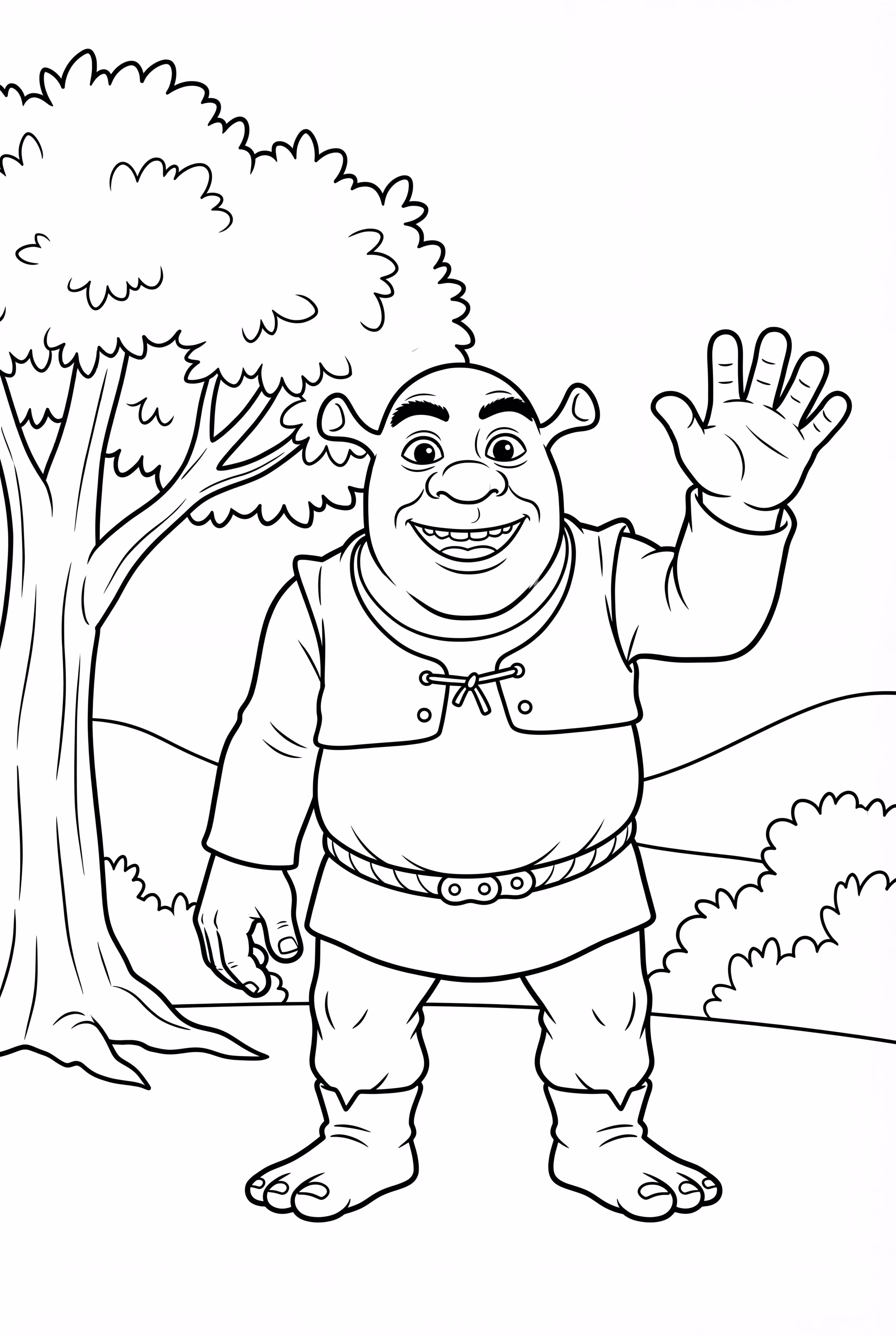 Shrek faisant signe de la main