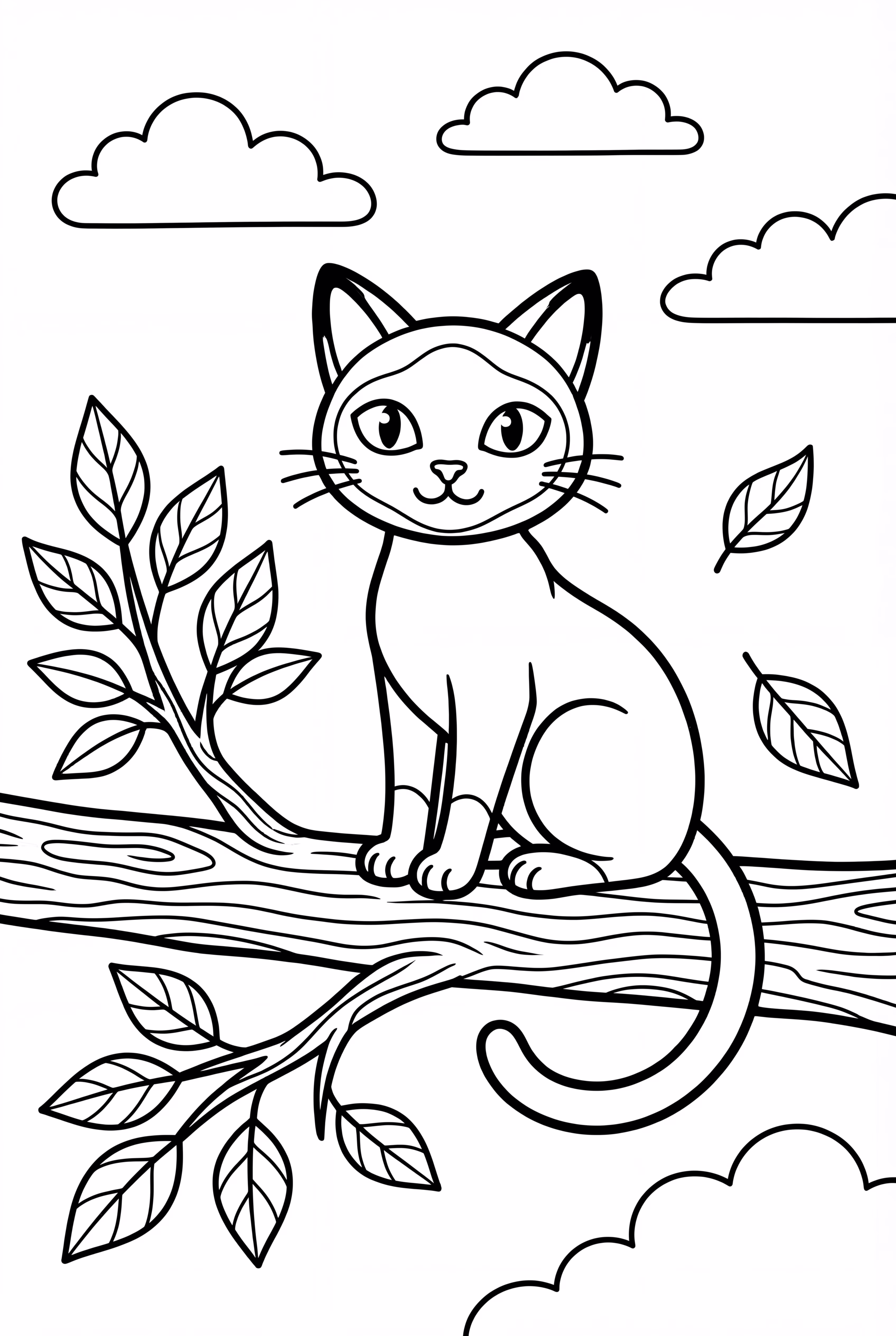 Chat siamois perché sur une branche