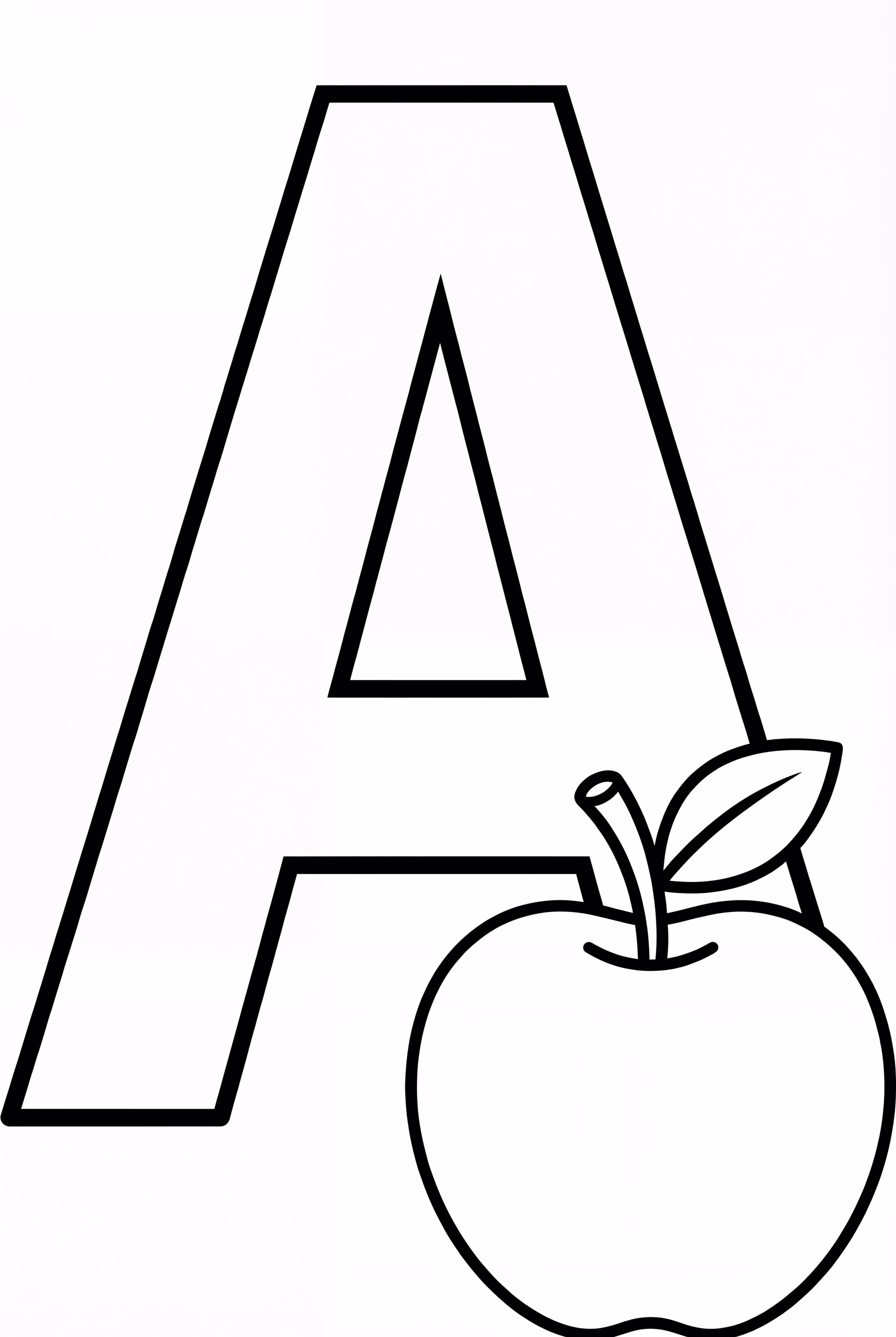 シンプルなアルファベットの「A」とリンゴ