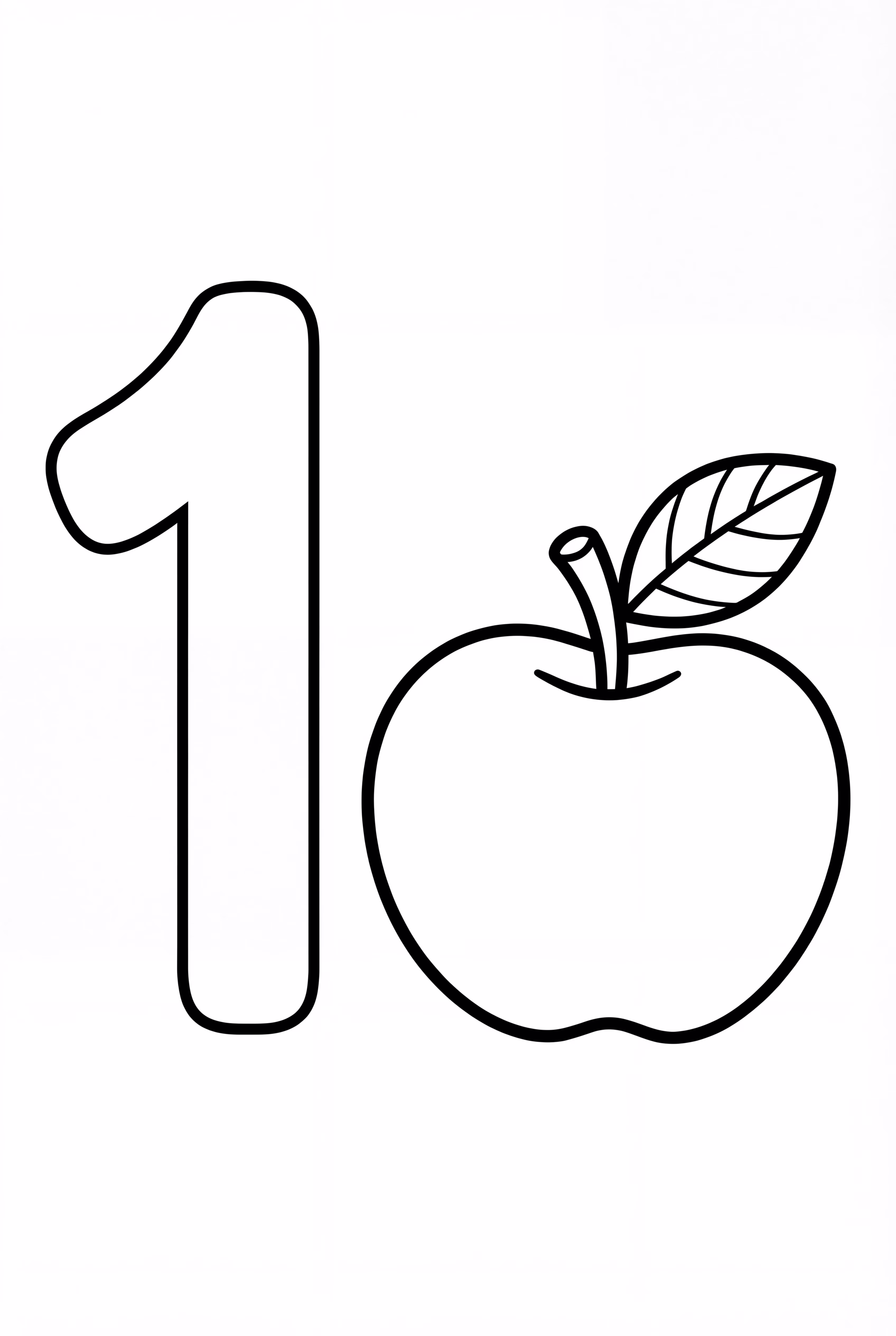 Eins mit einem Apfel