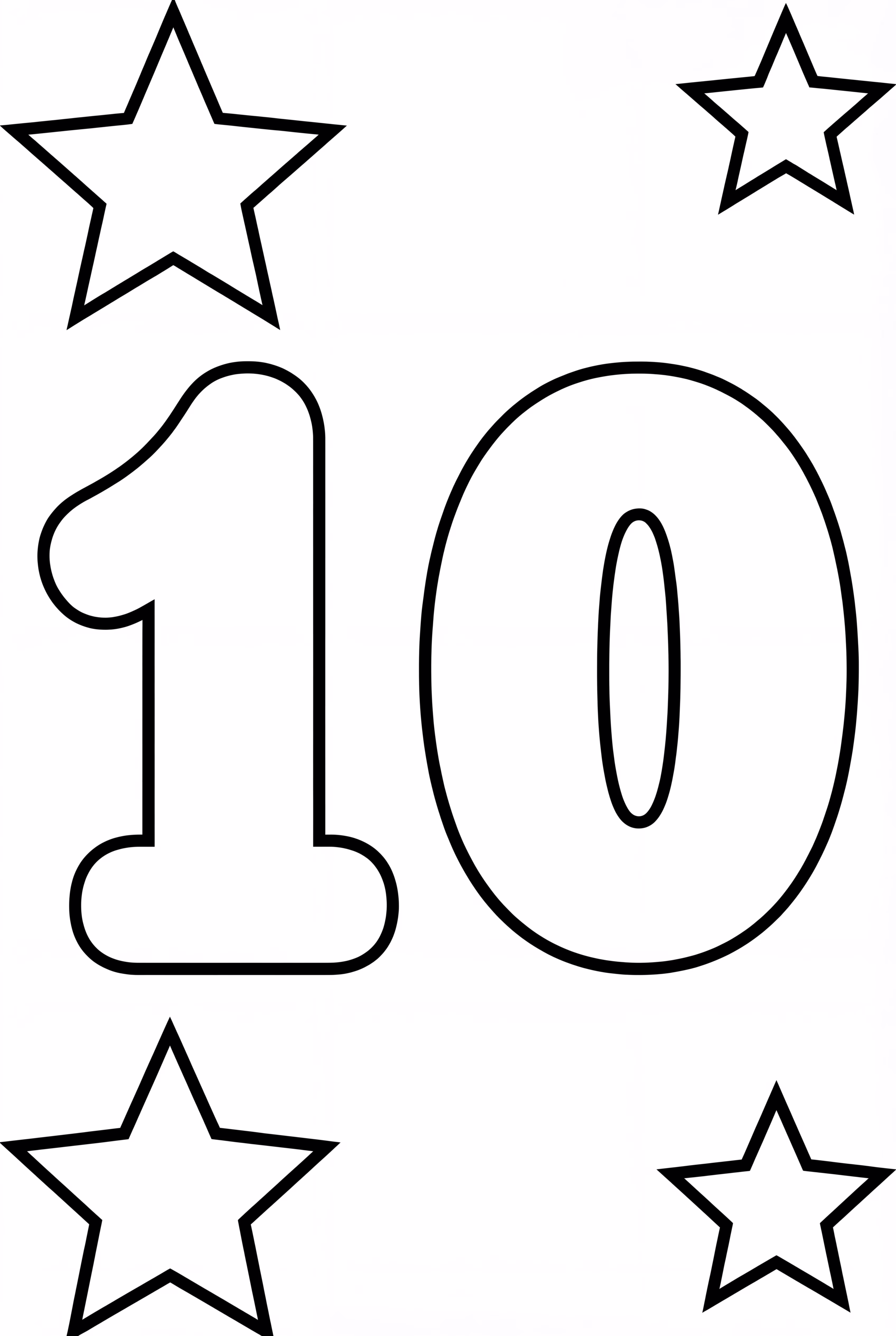 Simple Number Ten With Stars