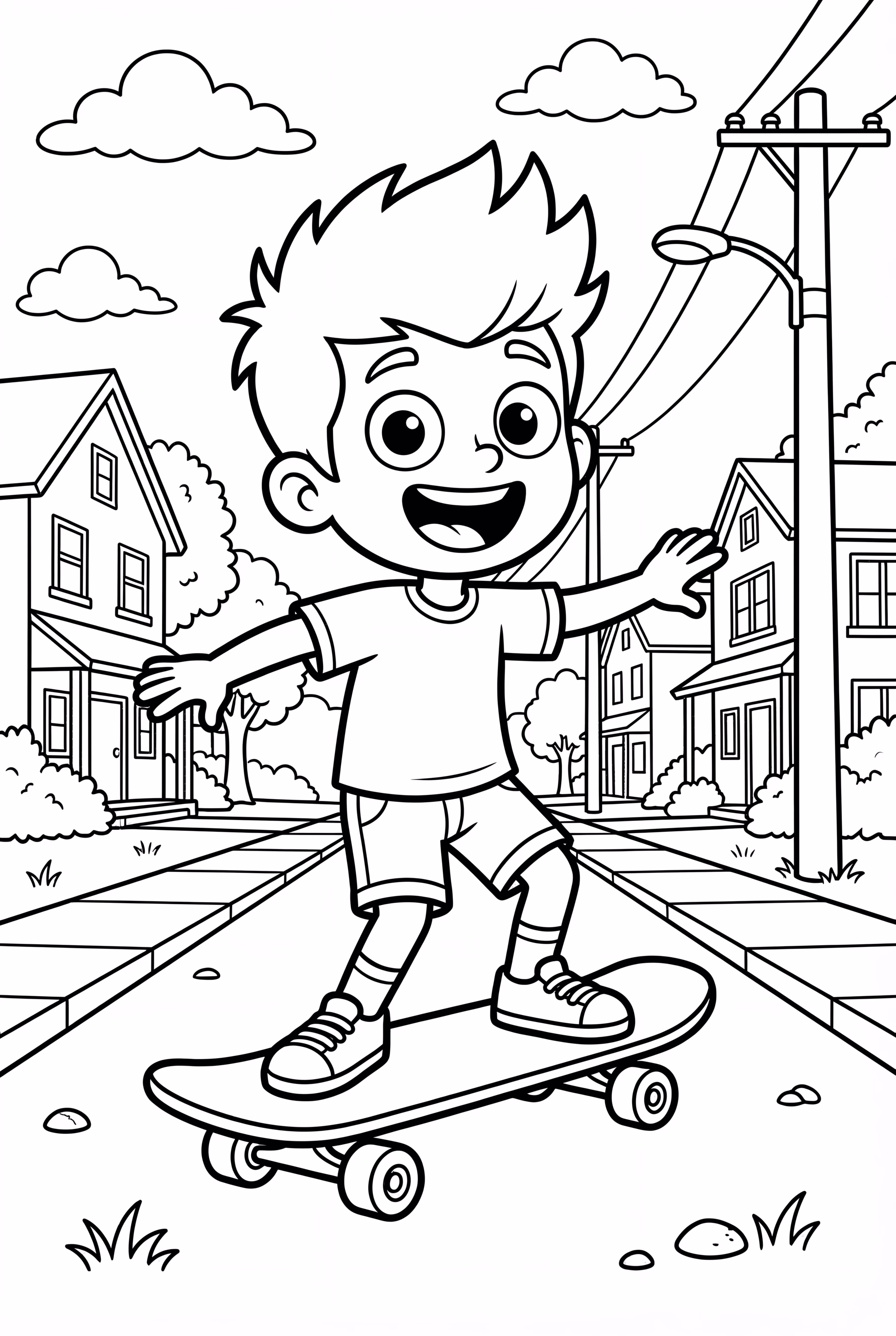 Simpsons Bart Skateboarding Through Town
