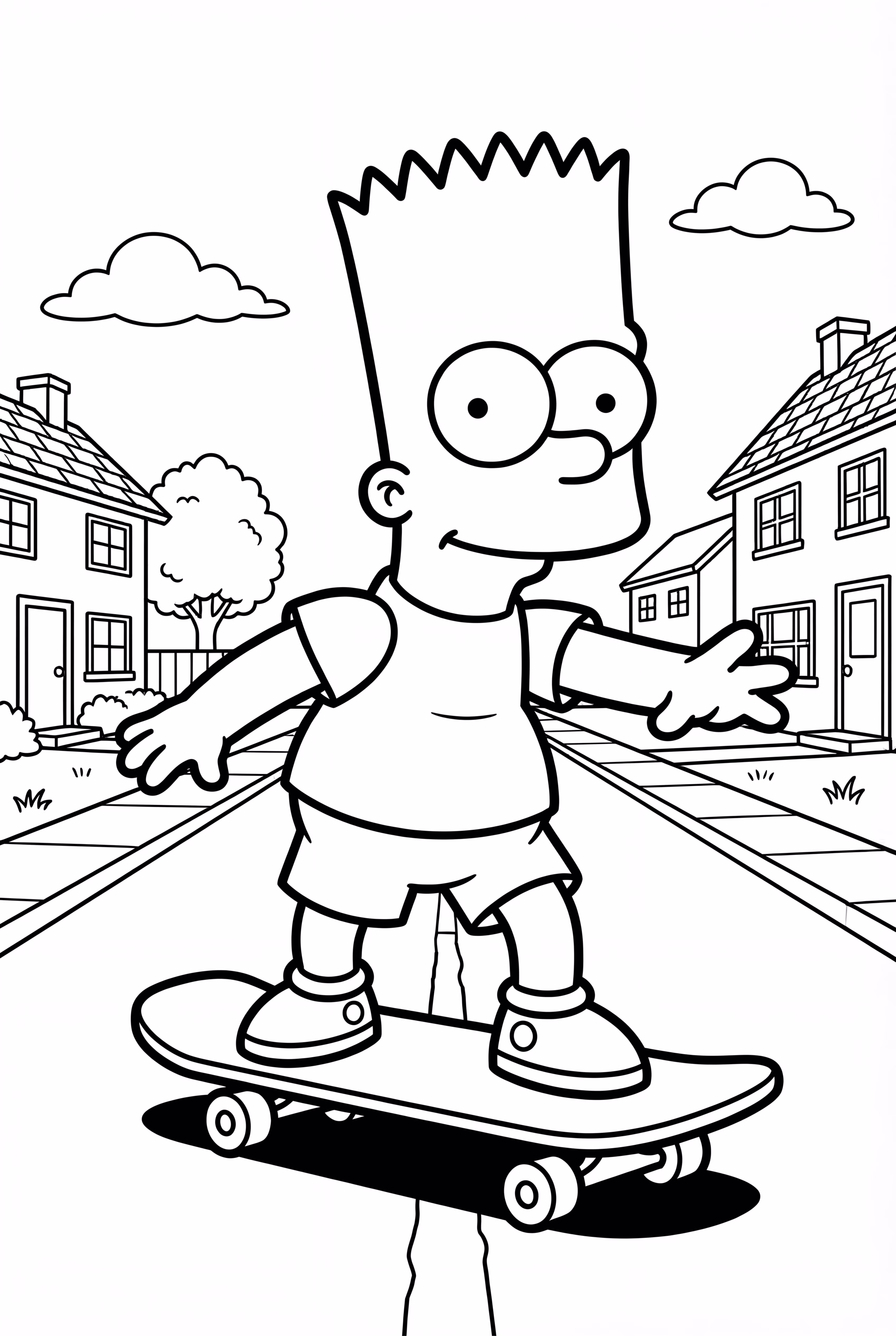 Simpsons Bart Skateboarding Through Town
