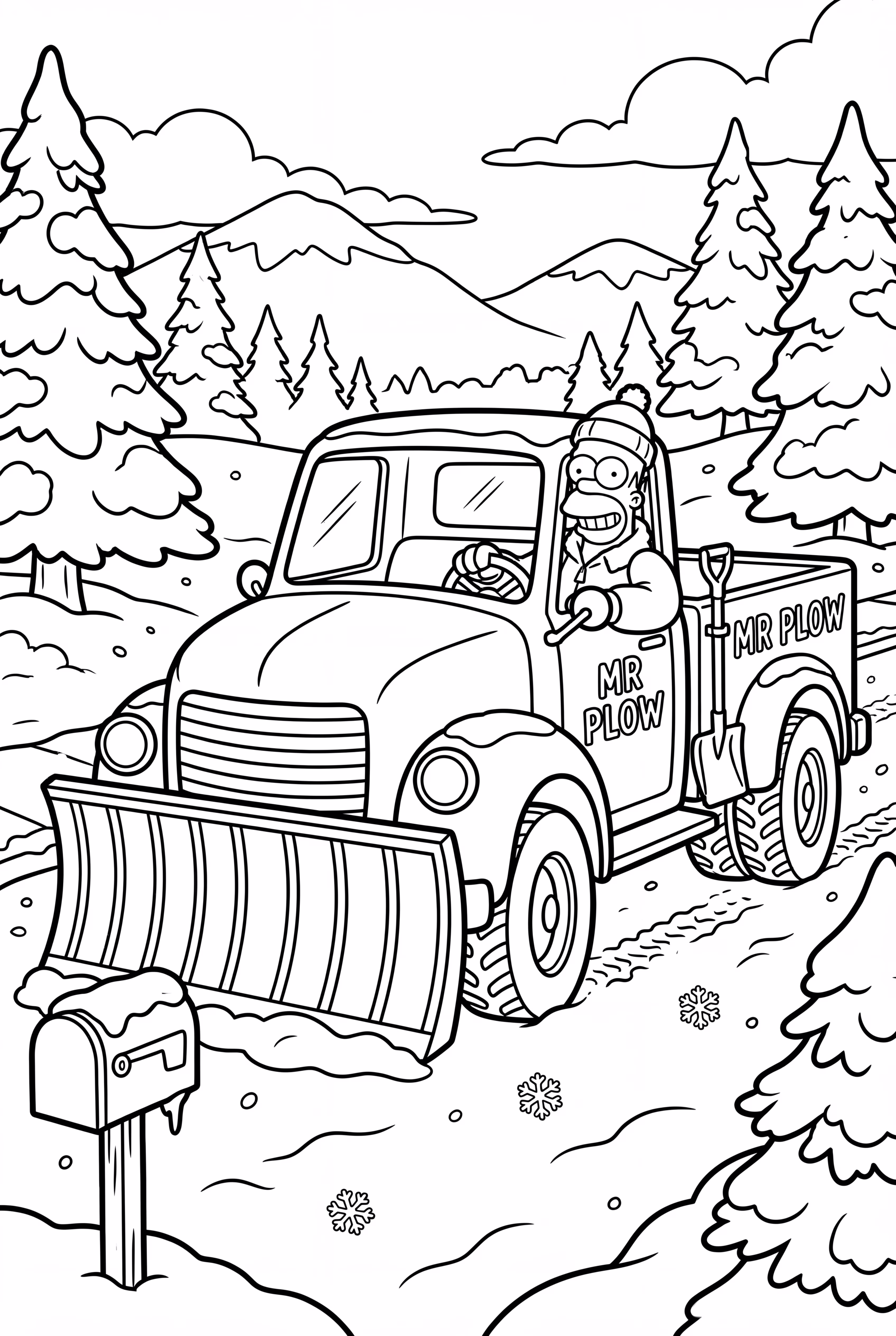 Simpsons Homer Driving Mr. Plow Truck