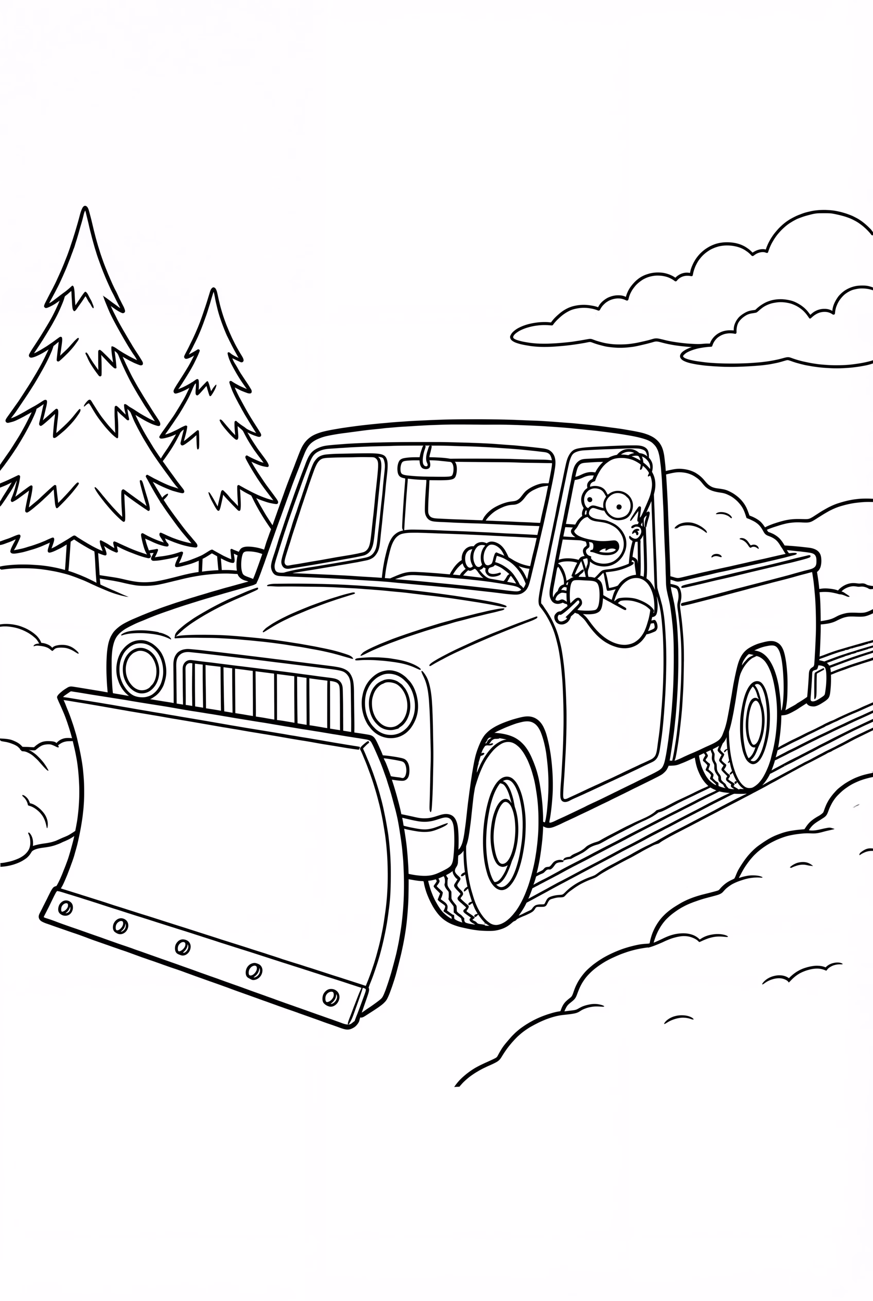 Simpsons Homer Driving Mr. Plow Truck