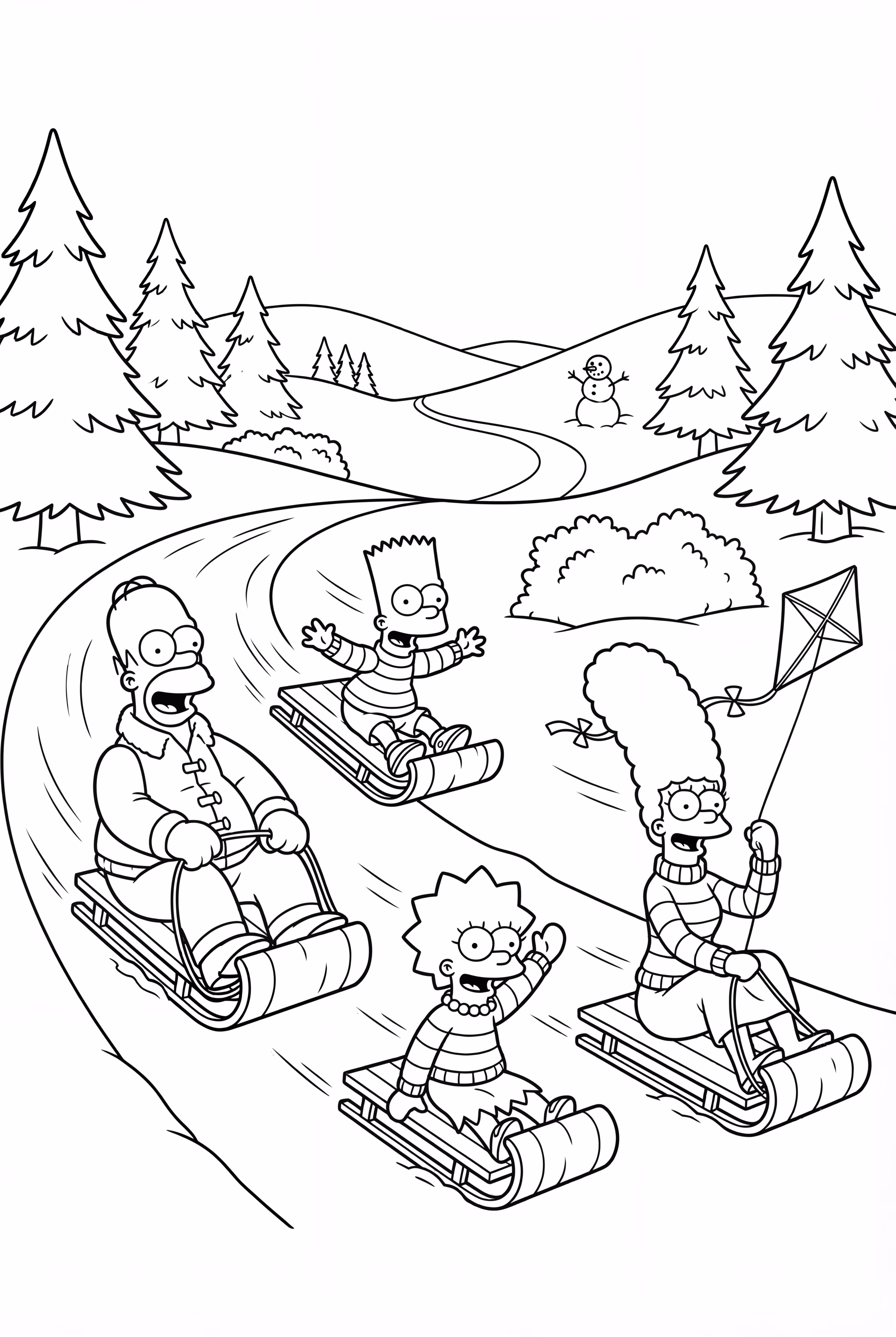 Simpsons Snow Day Sled Race