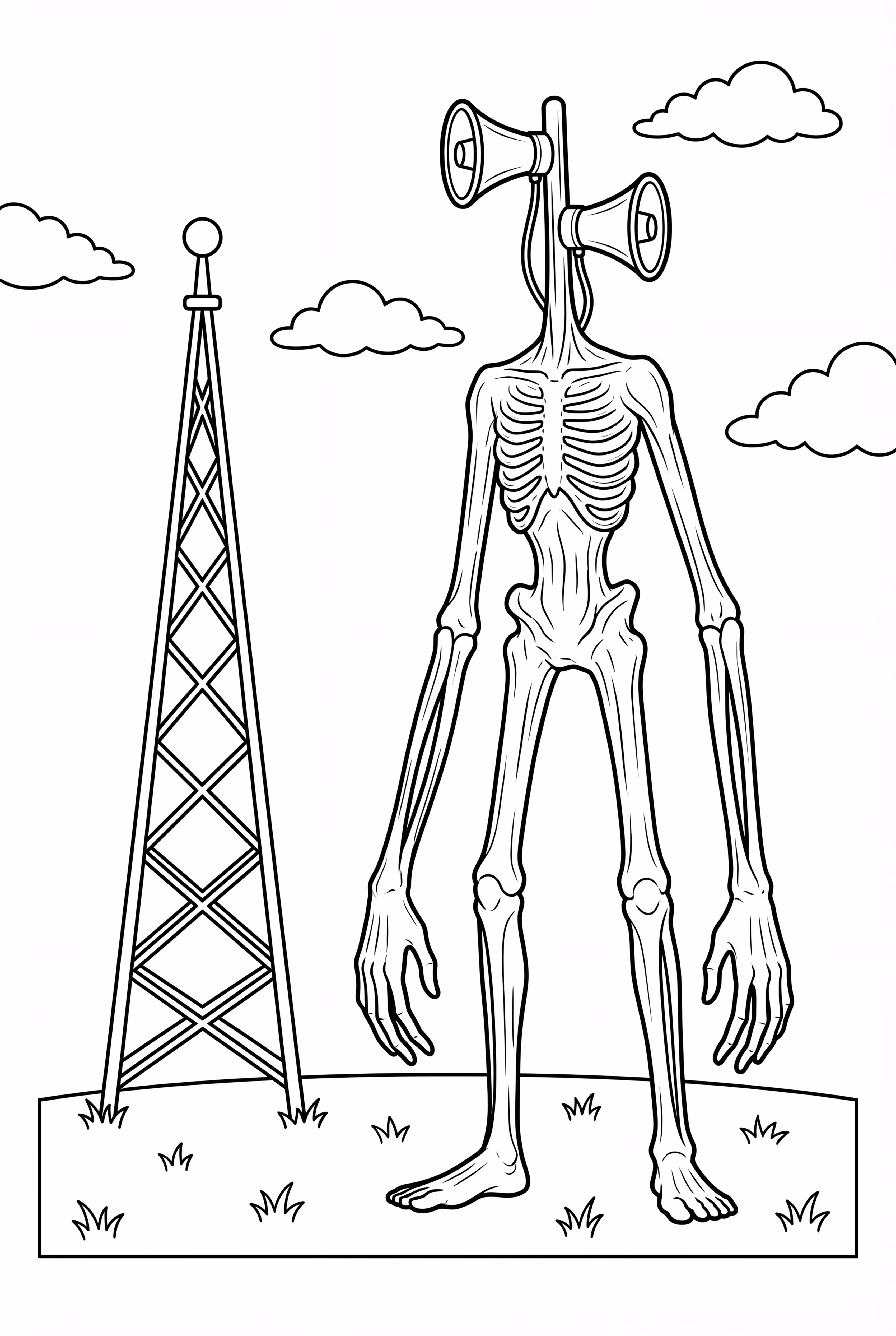 Siren Head And A Radio Tower