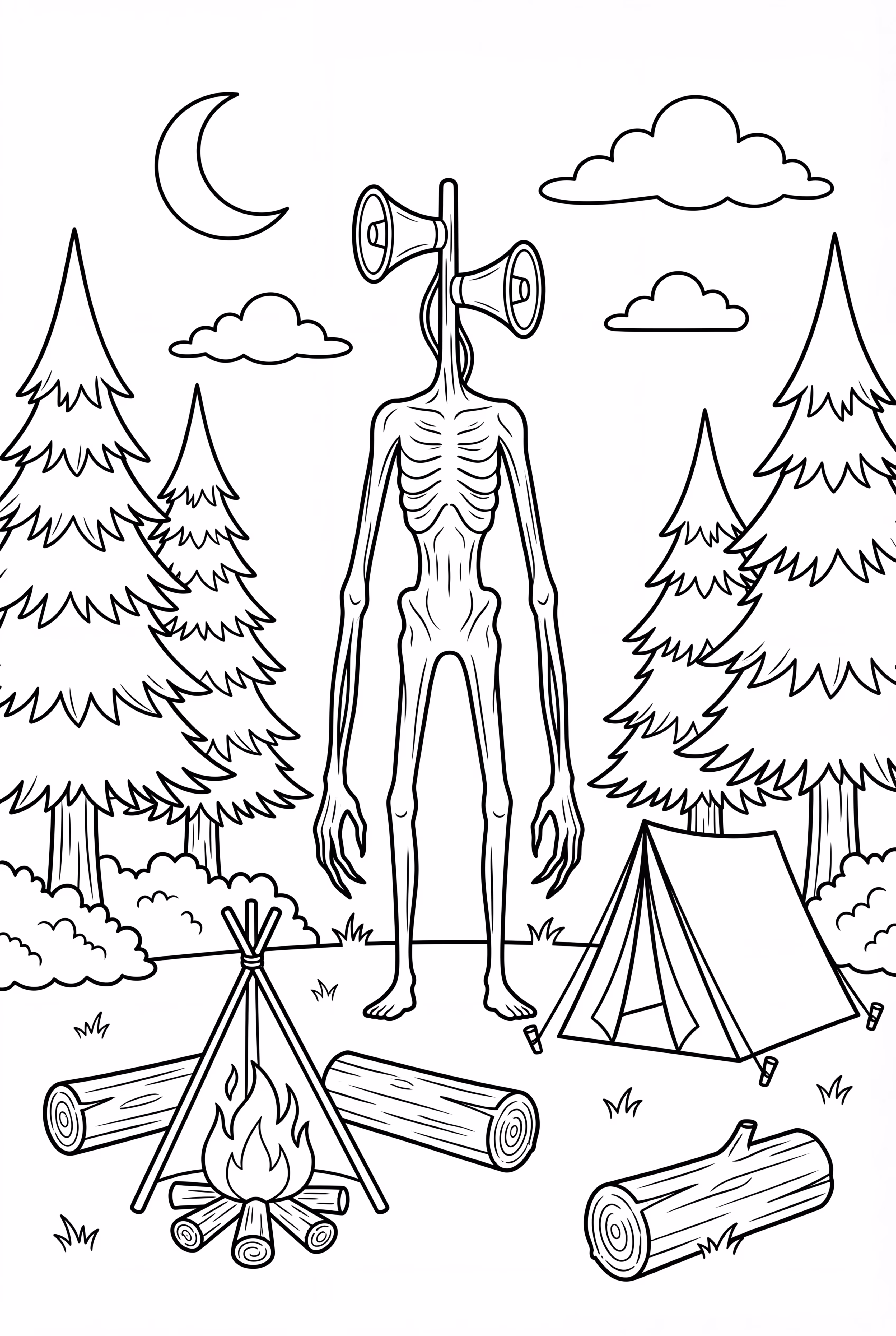 Siren Head At A Creepy Campsite