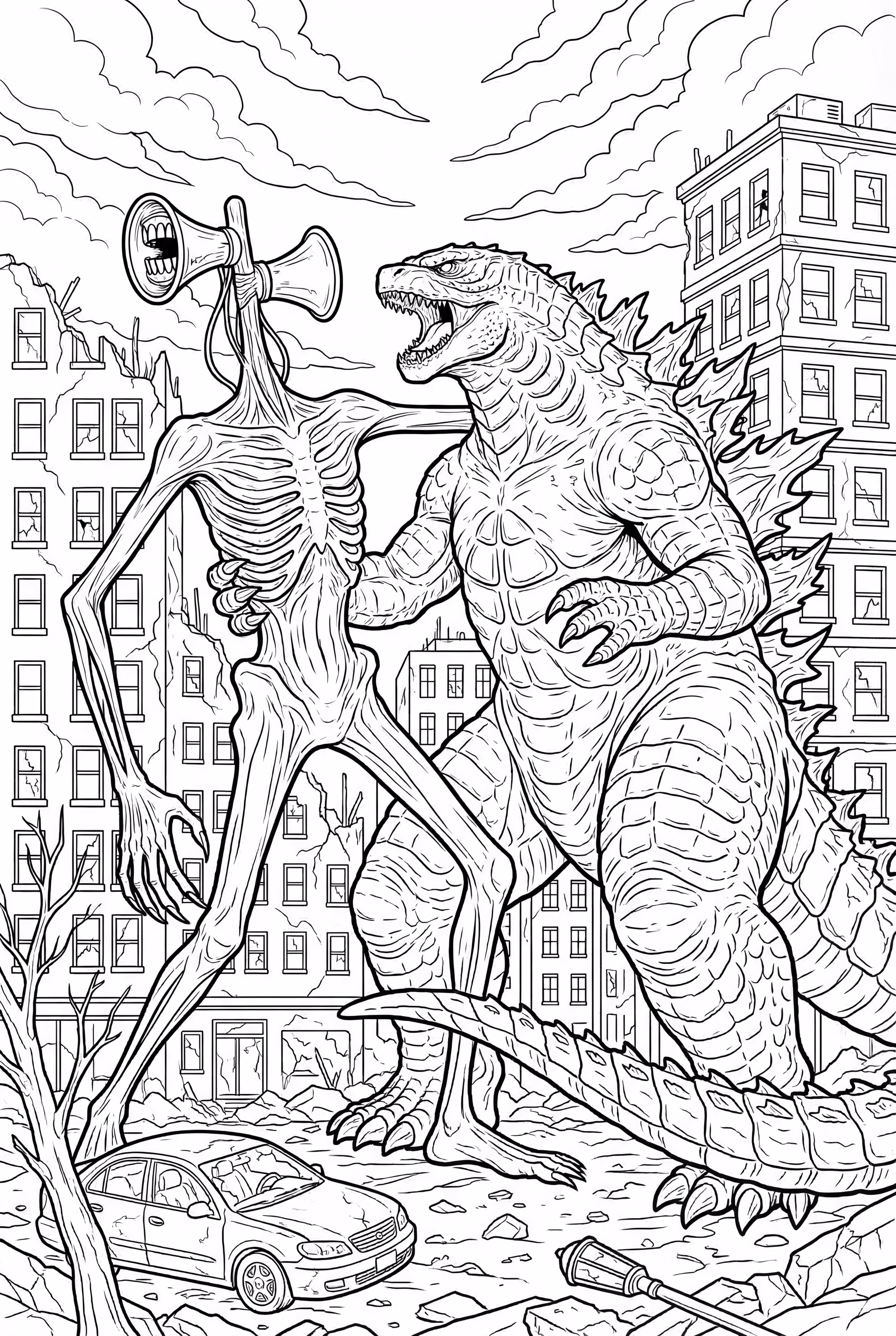 Siren Head Battling A Giant Monster